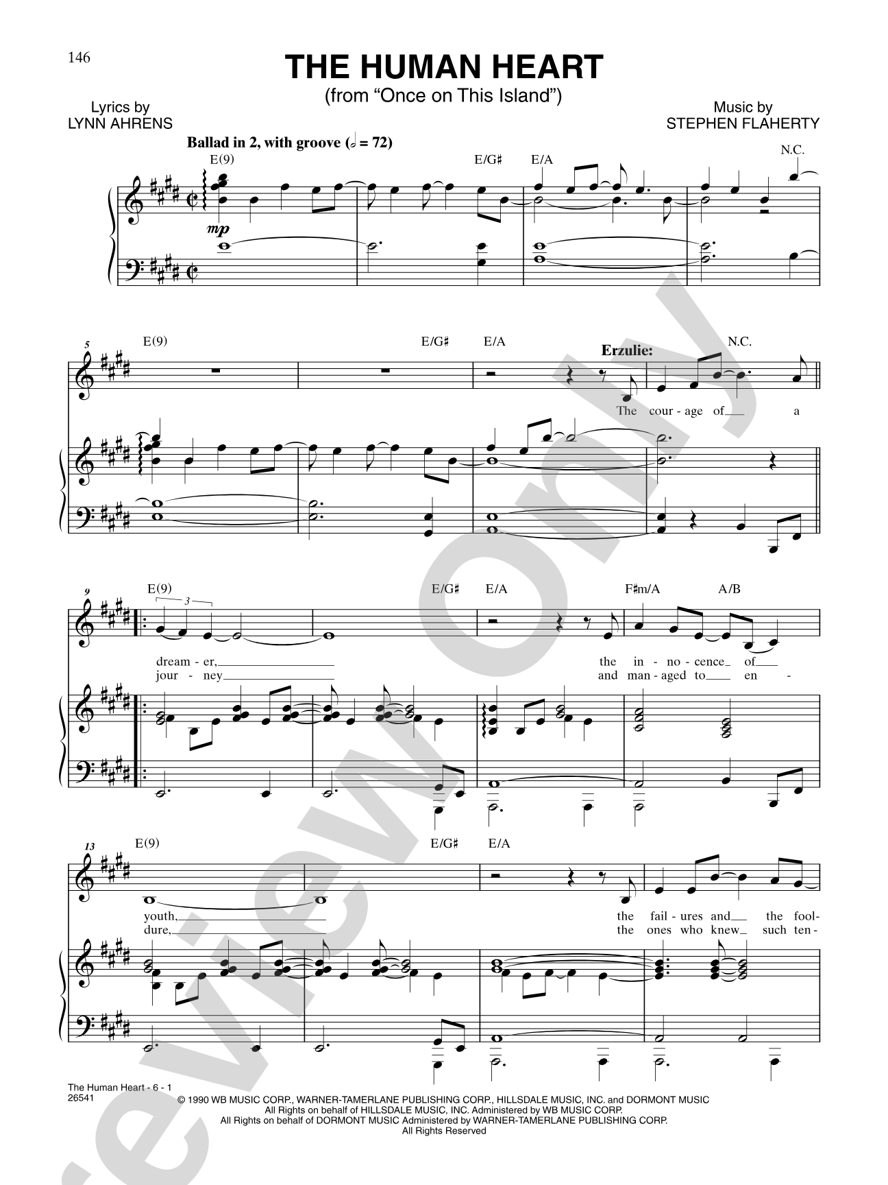 The Human Heart (From "Once On This Island"): Piano/Vocal/Chords