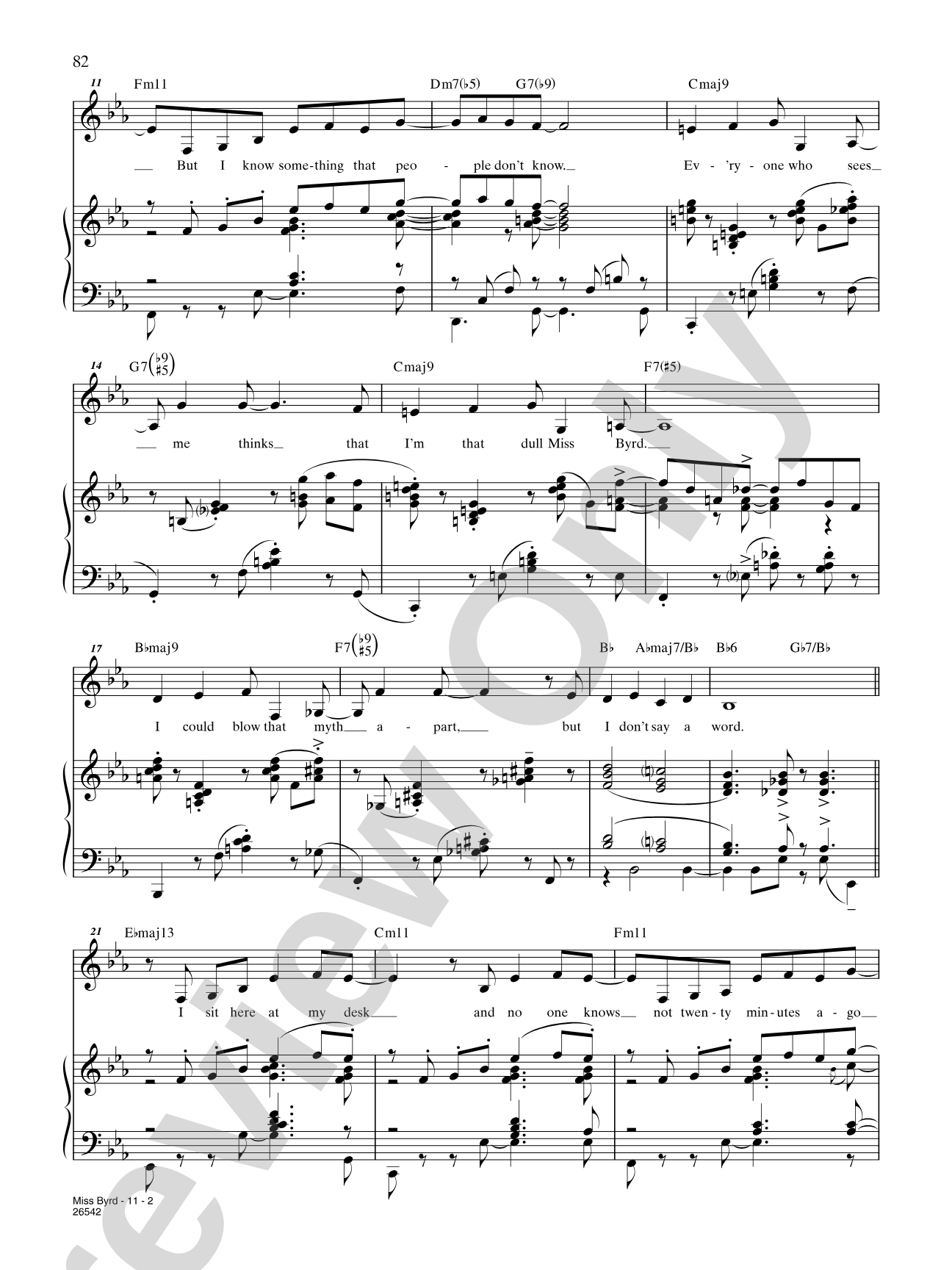 Miss Byrd (From "Closer Than Ever"): Piano/Vocal/Chords