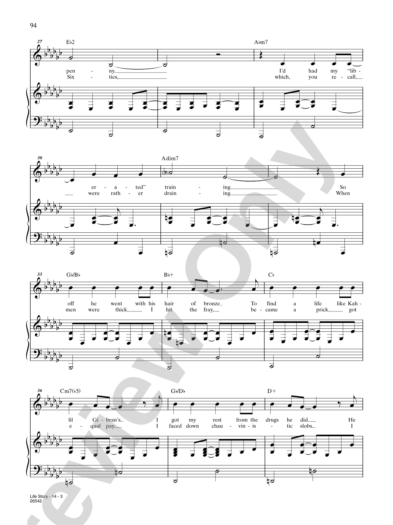 Life Story (From "Closer Than Ever"): Piano/Vocal/Chords