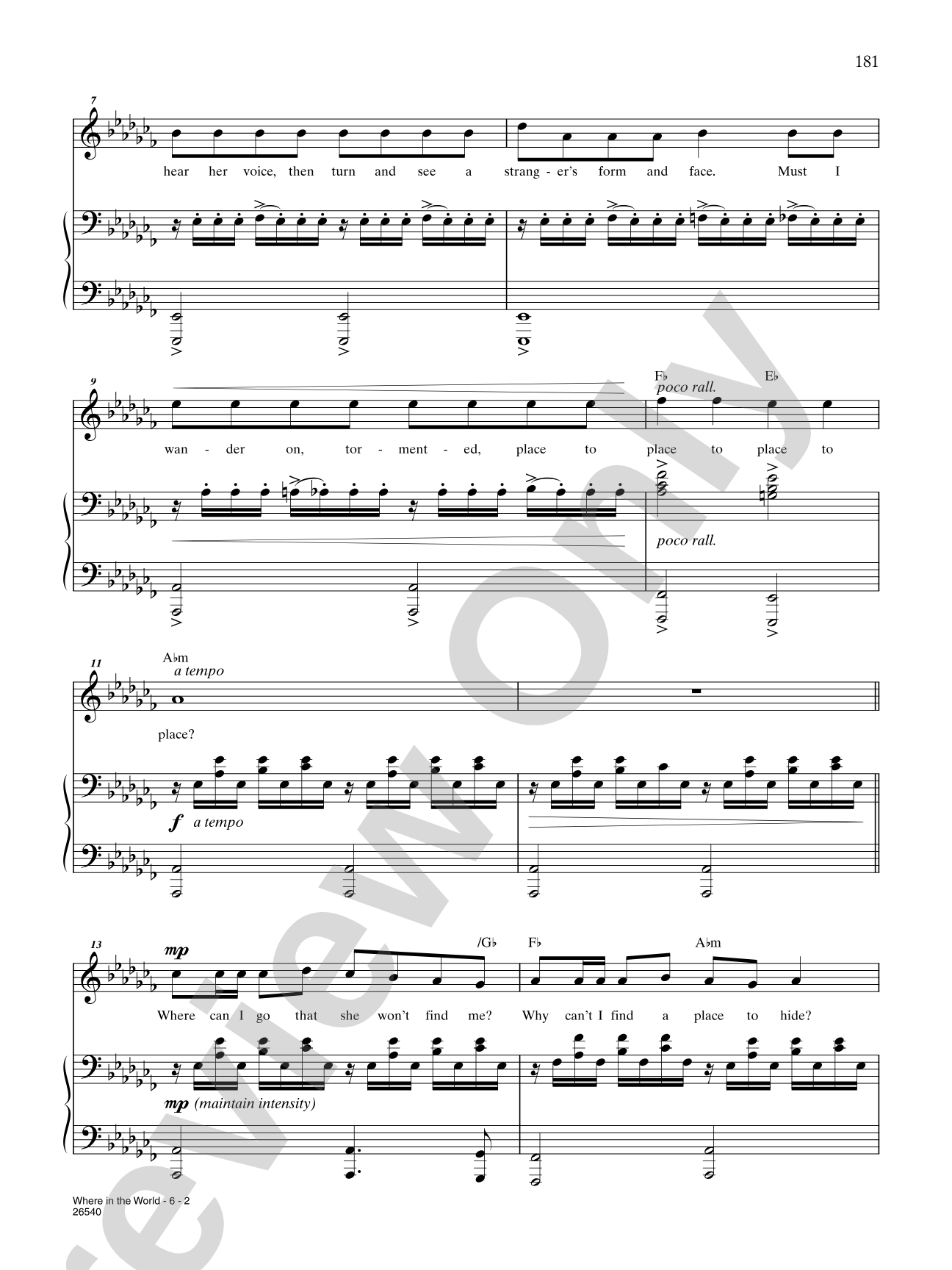Where in the World (From "The Secret Garden"): Piano/Vocal/Chords