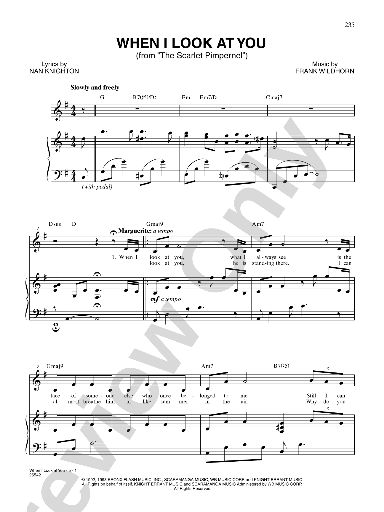 When I Look at You (From "The Scarlet Pimpernel"): Piano/Vocal/Chords