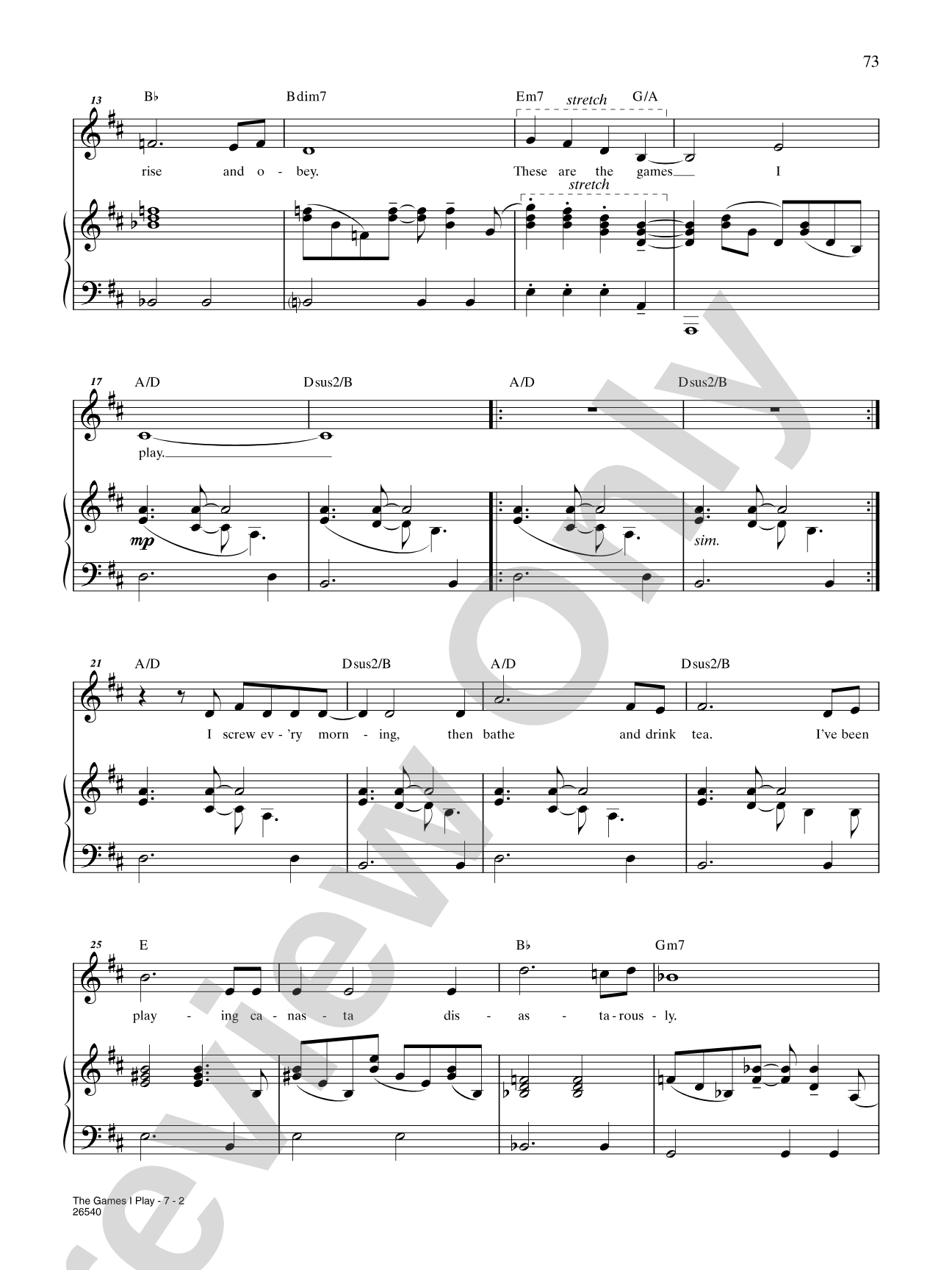 The Games I Play (From "Falsettos"): Piano/Vocal/Chords
