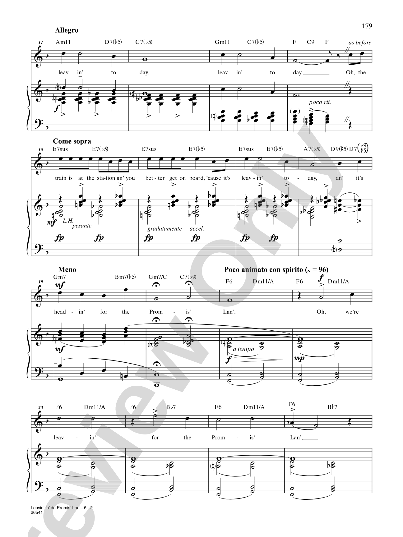 Leavin' for De' Promise Lan' (From "Porgy and Bess"): Piano/Vocal/Chords