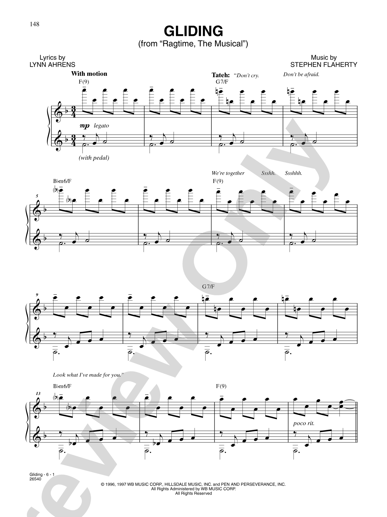 Gliding (From "Ragtime"): Piano/Vocal/Chords