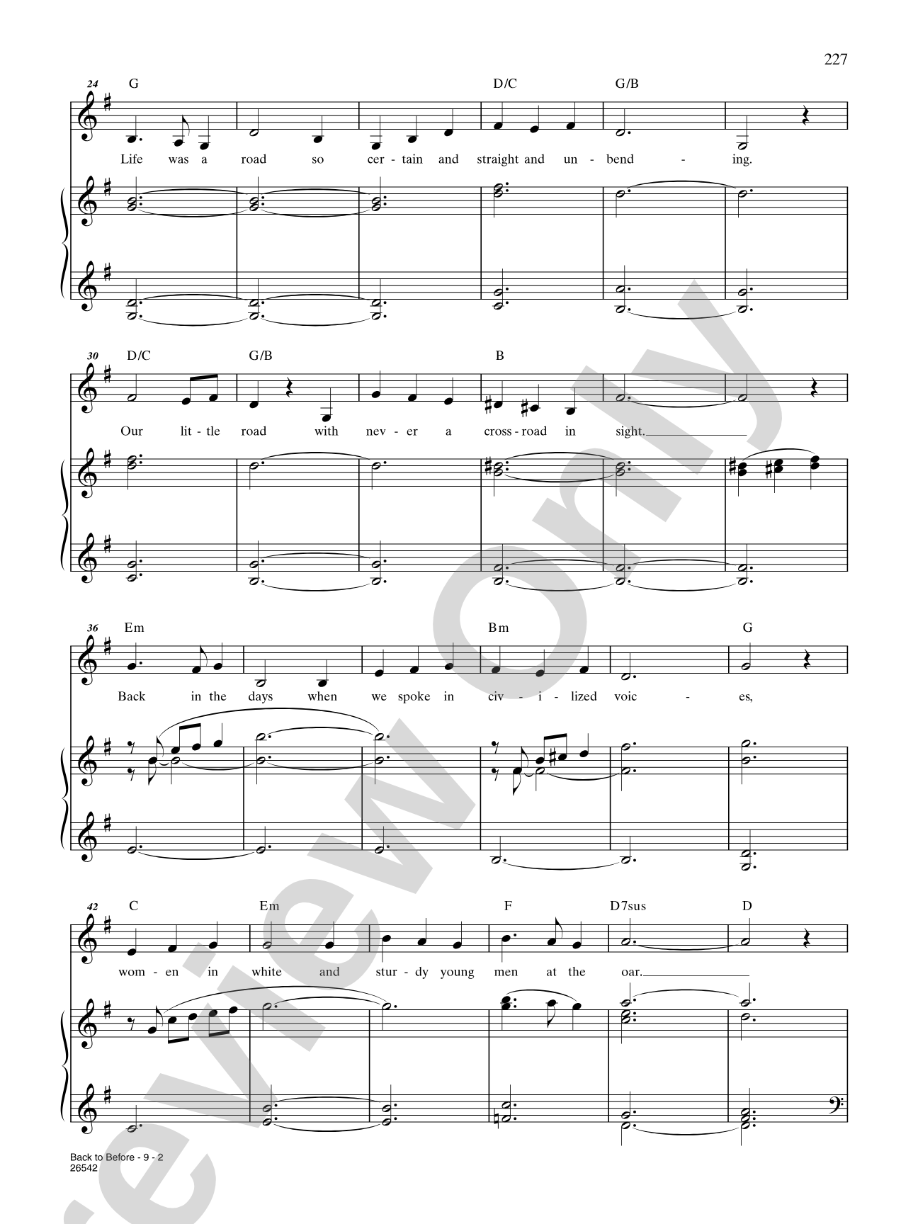 Back to Before (From "Ragtime"): Piano/Vocal/Chords