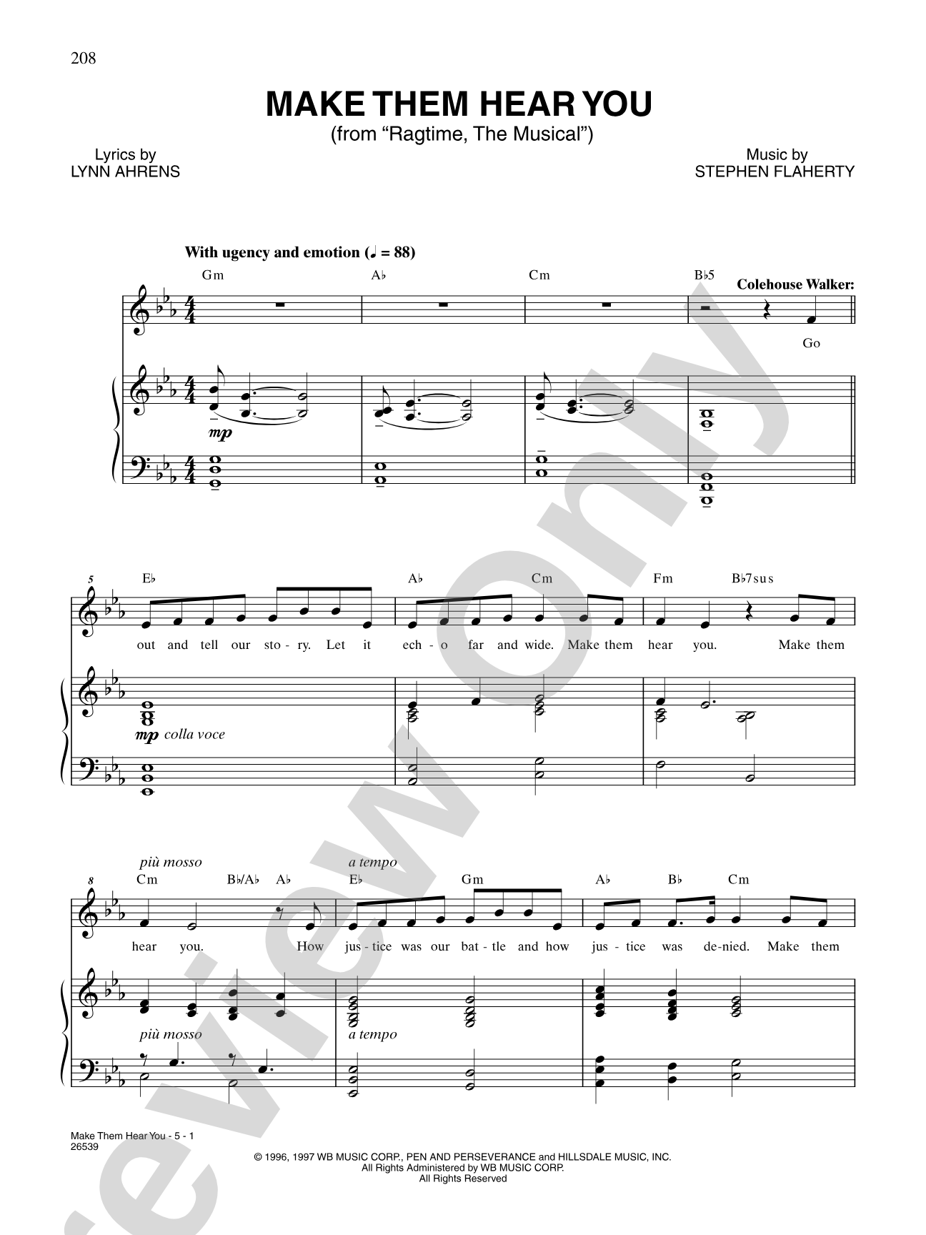 Make Them Hear You (From "Ragtime"): Piano/Vocal/Chords