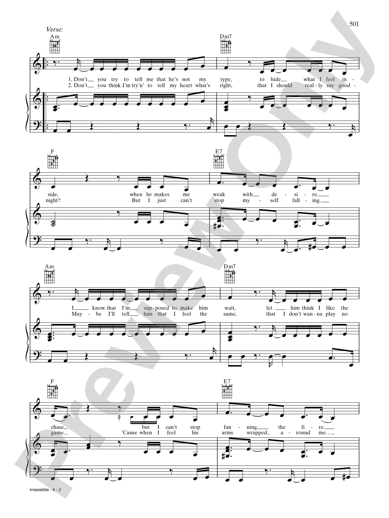 Irresistible: Piano/Vocal/Chords