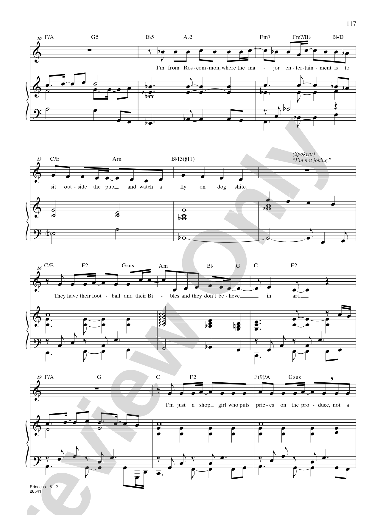 Princess (From "A Man of No Importance"): Piano/Vocal/Chords