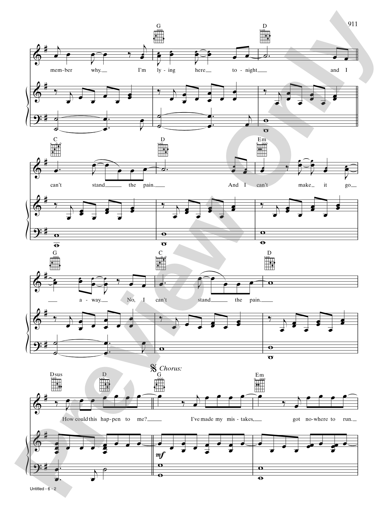 Untitled (How Could This Happen to Me?): Piano/Vocal/Chords