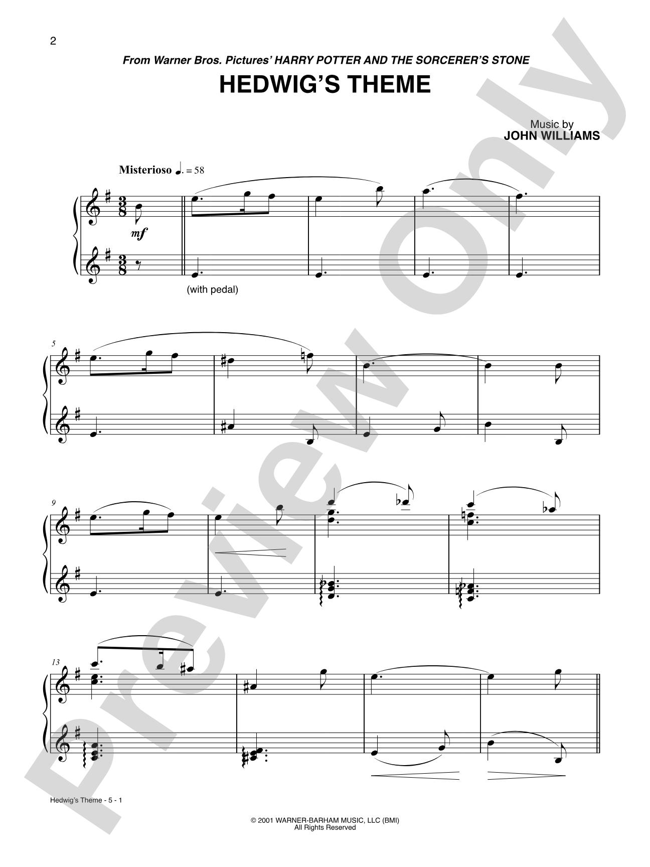 Hedwig's Theme (from Harry Potter and the Sorcerer's Stone): Piano