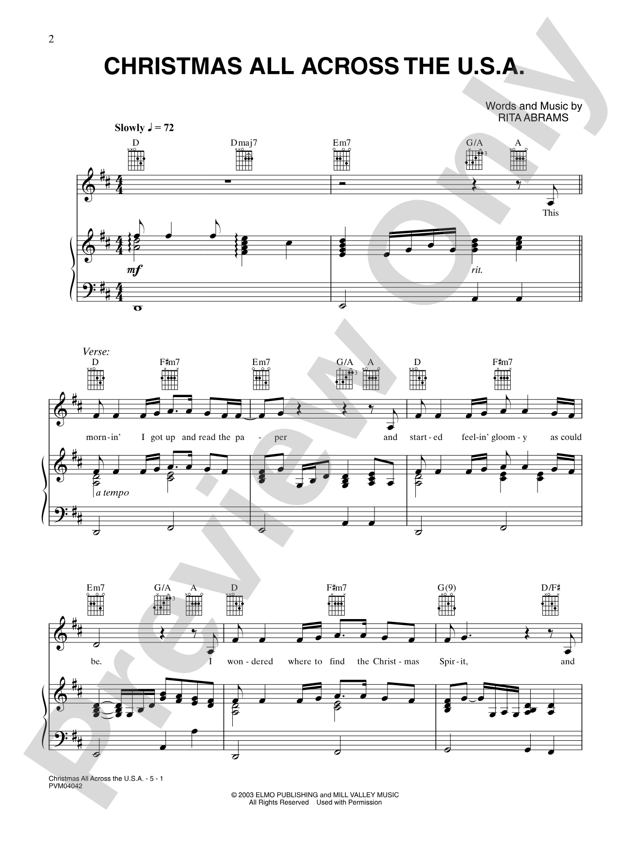Christmas All Across the U.S.A.: Piano/Vocal/Chords