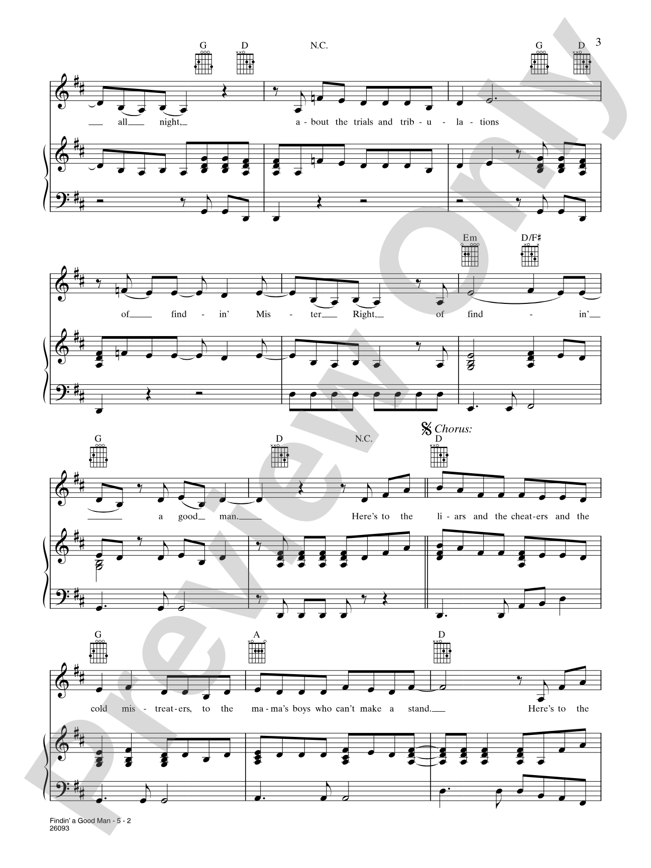 Finding a Good Man: Piano/Vocal/Chords