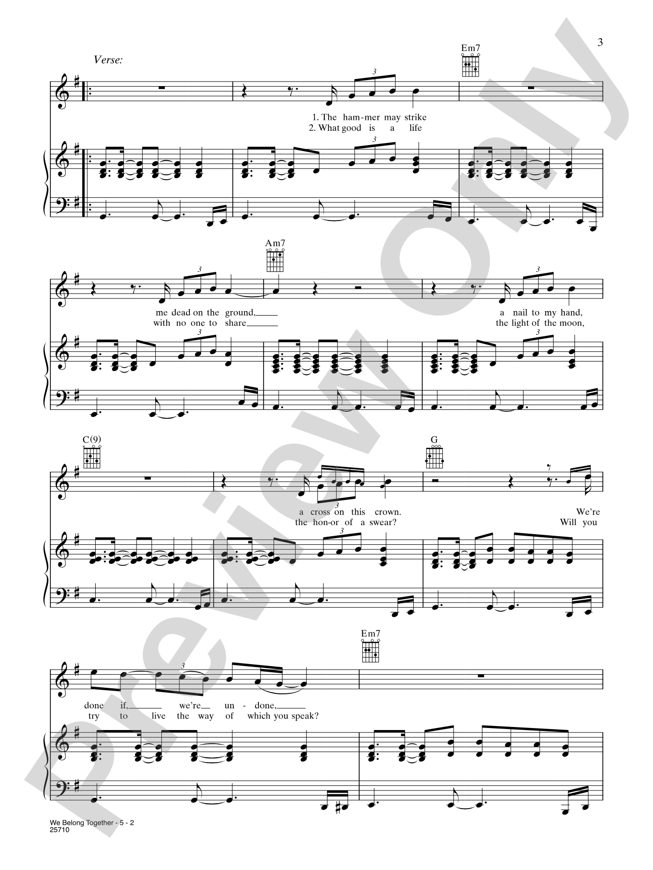 We Belong Together: Piano/Vocal/Chords