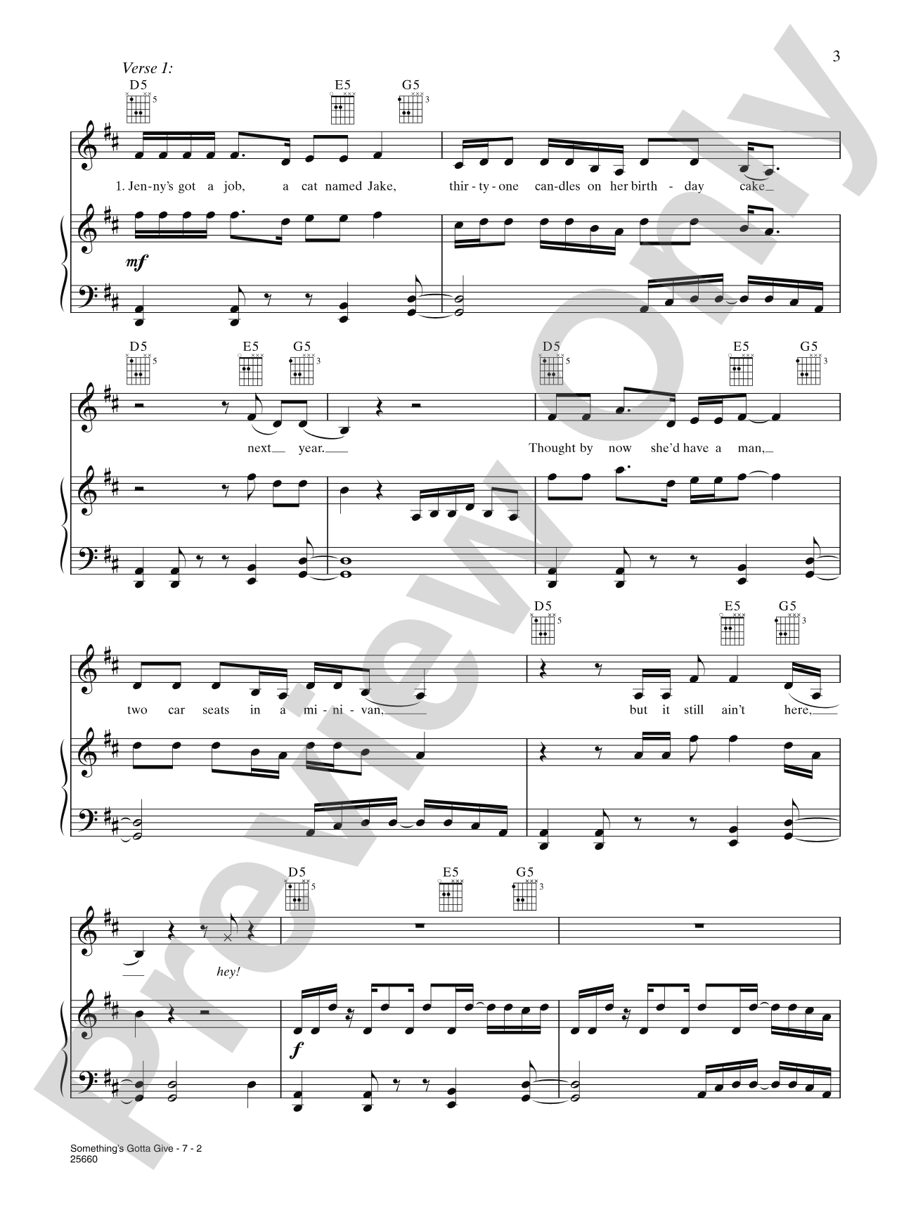 Something's Gotta Give: Piano/Vocal/Chords