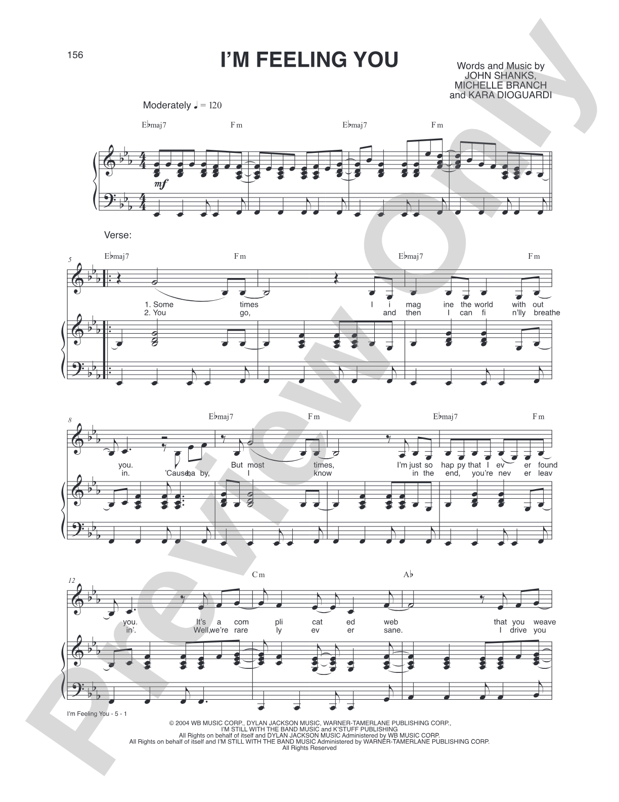 I'm Feeling You: Piano/Vocal/Chords