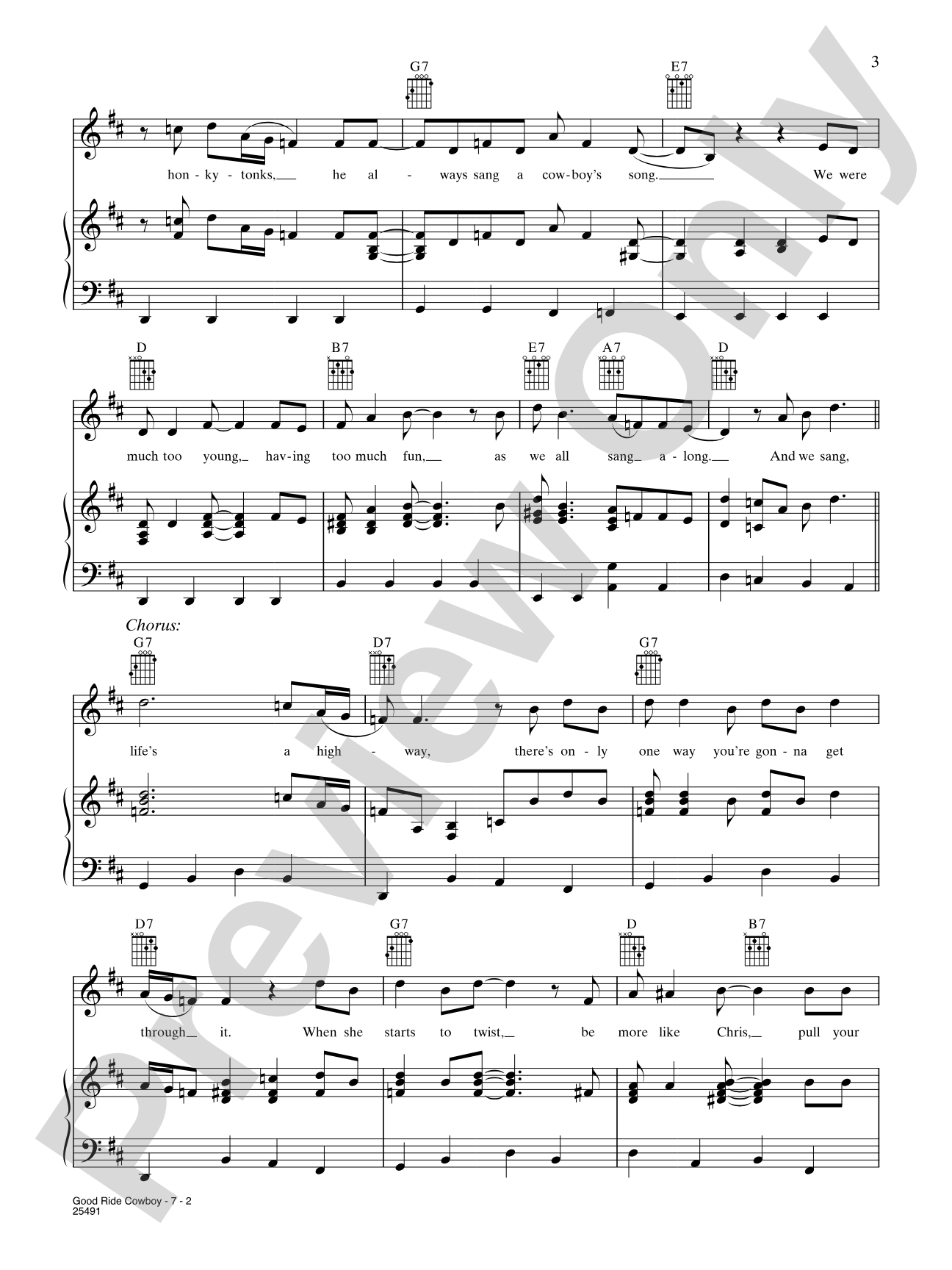 Good Ride Cowboy: Piano/Vocal/Chords