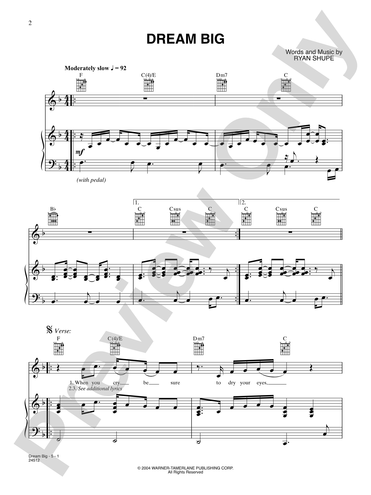Dream Big: Piano/Vocal/Chords