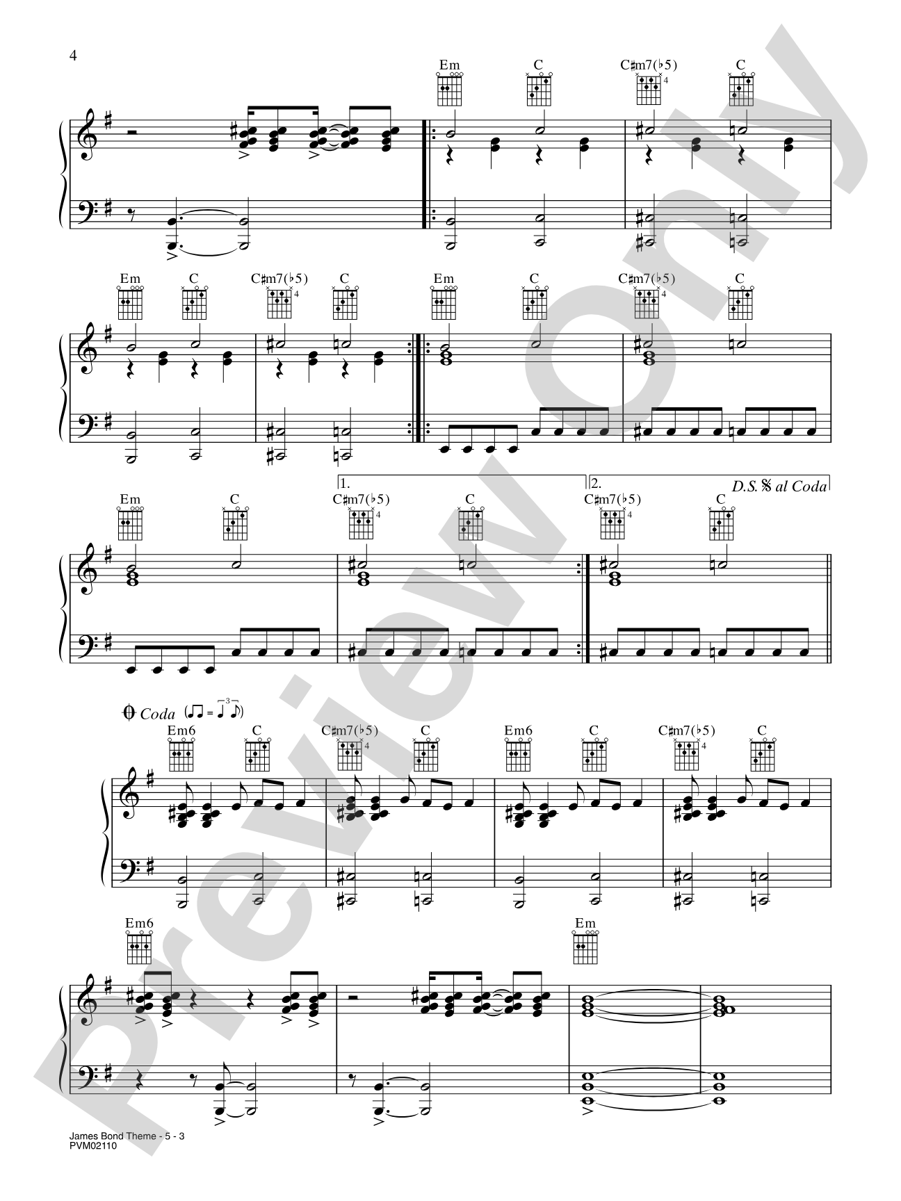 James Bond Theme (Bond vs. Oakenfold) (from Die Another Day): Piano