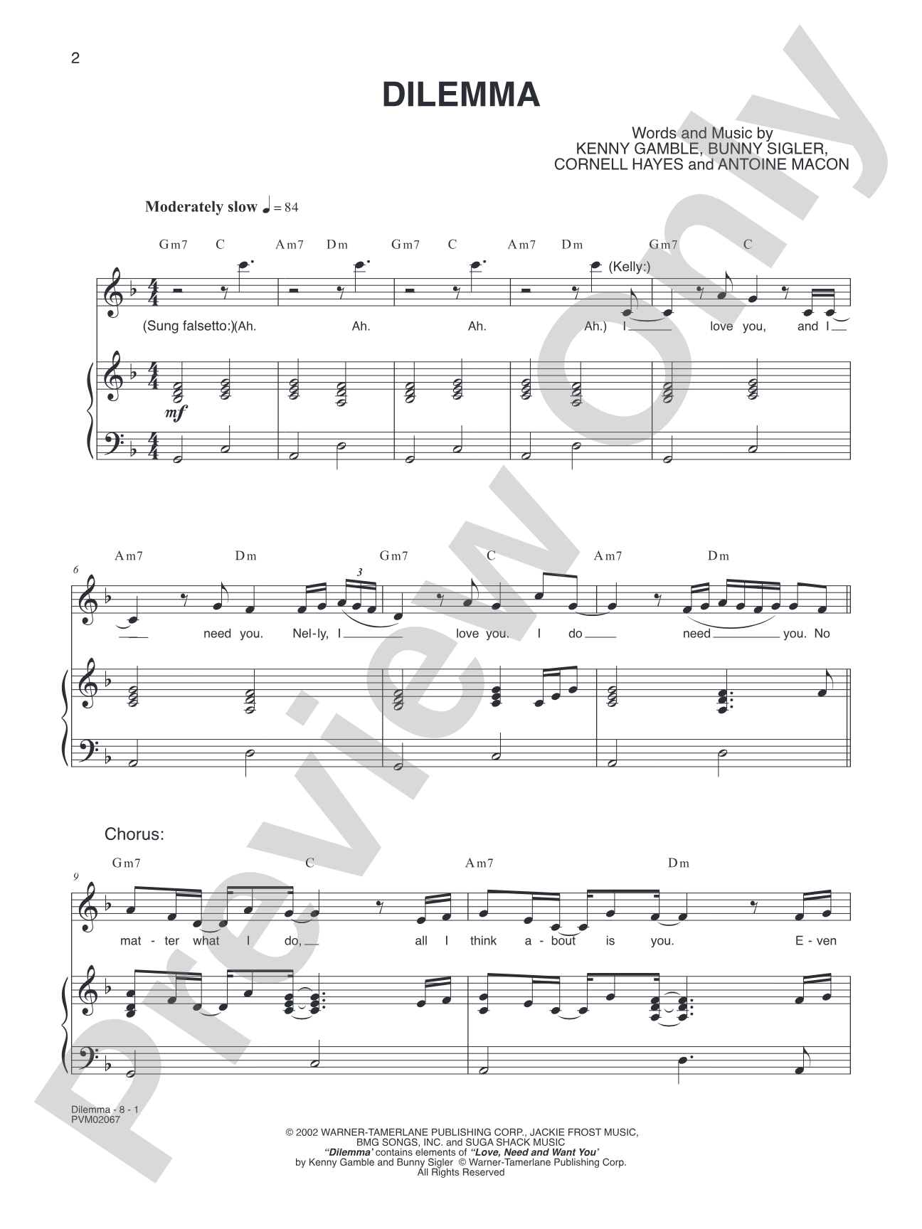 Dilemma: Piano/Vocal/Chords