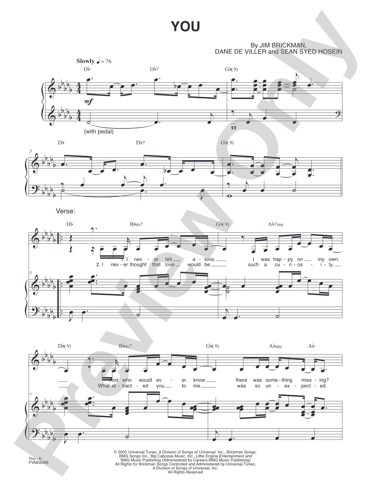 You: Piano/Vocal/Chords