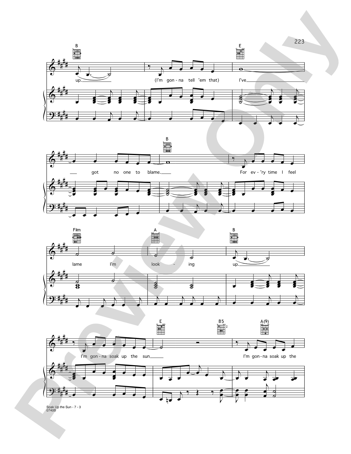 Soak Up the Sun: Piano/Vocal/Chords