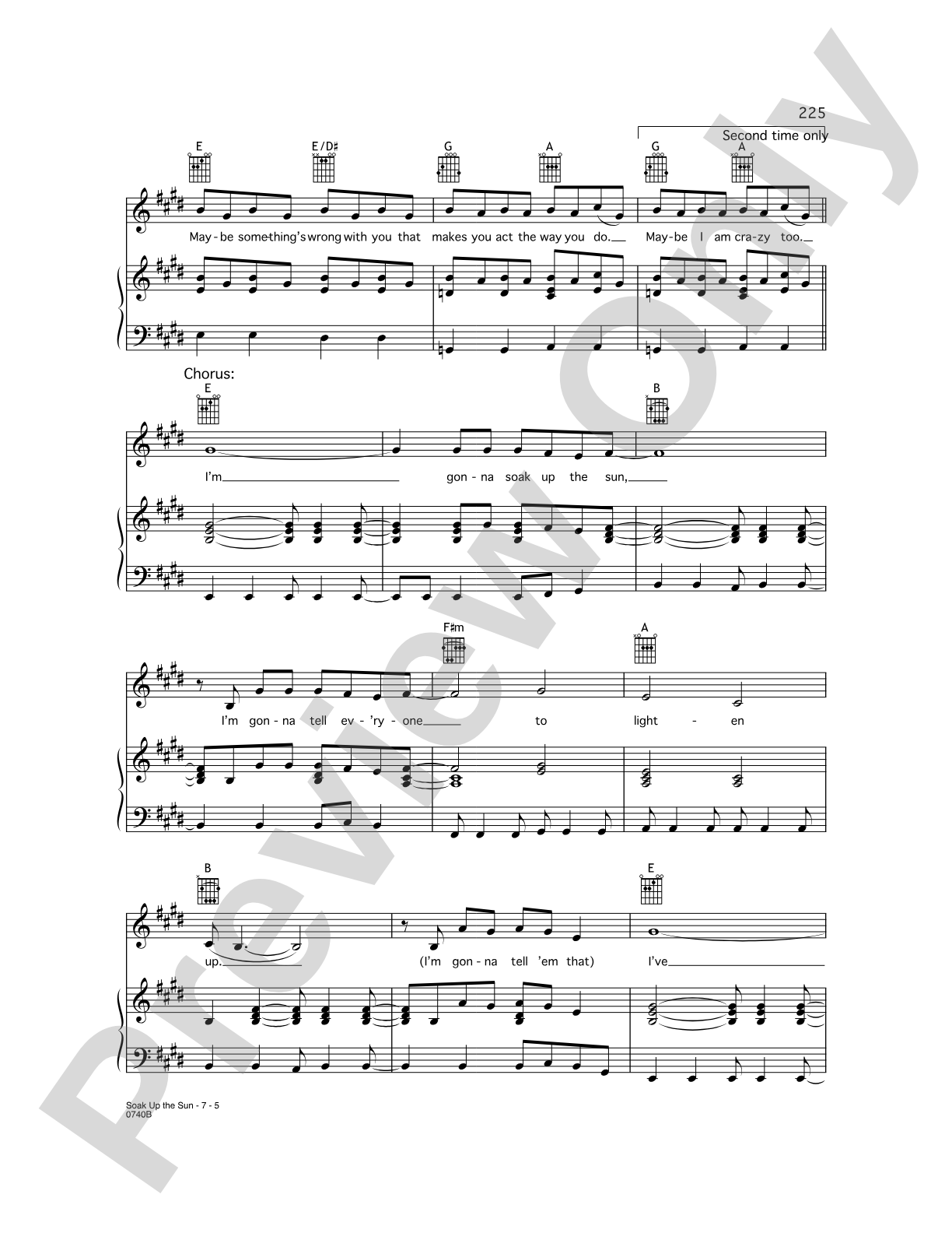 Soak Up the Sun: Piano/Vocal/Chords