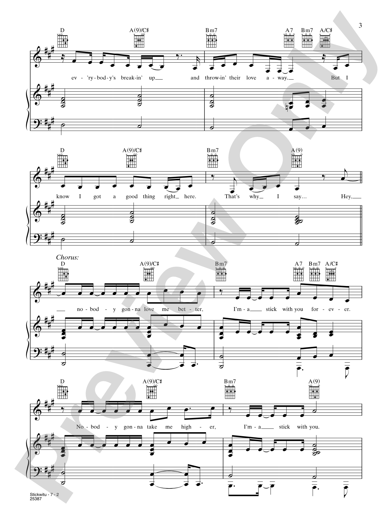 Stickwitu: Piano/Vocal/Chords