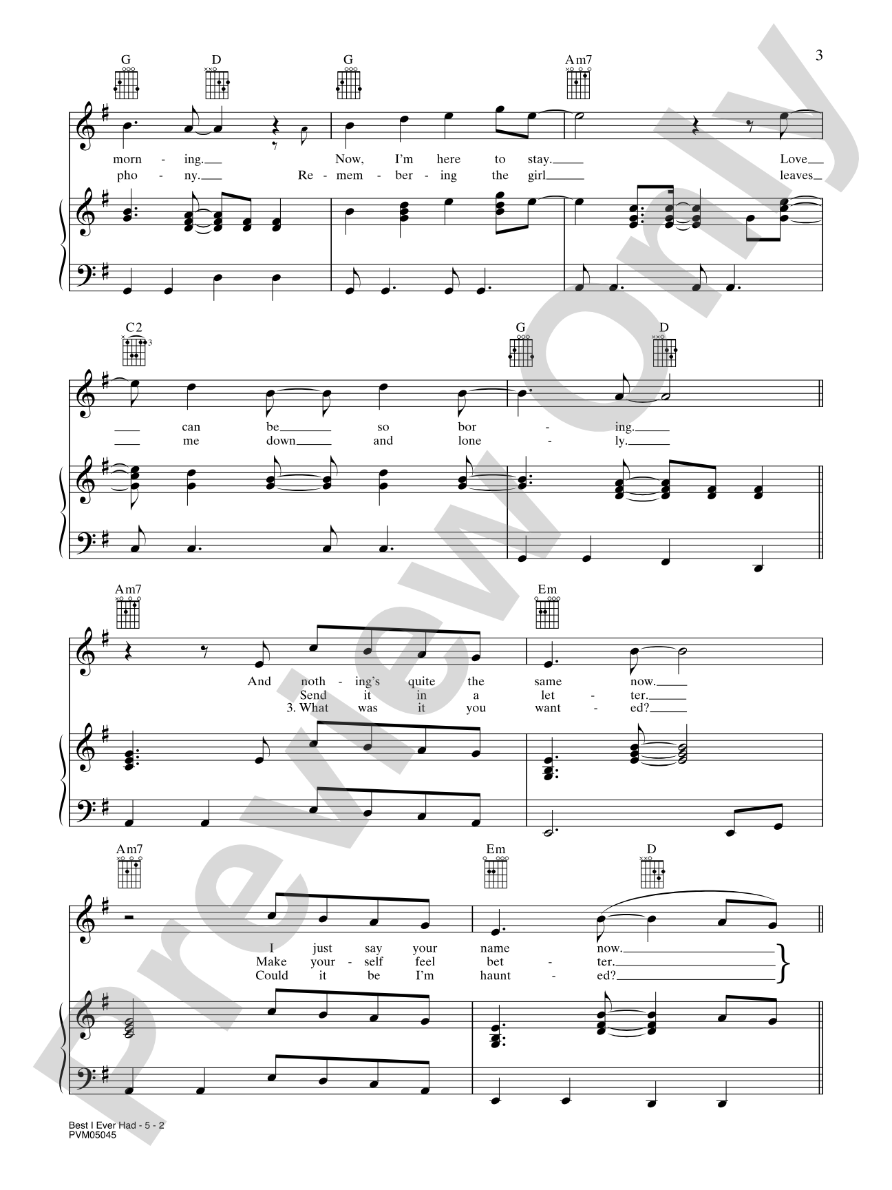 Best I Ever Had: Piano/Vocal/Chords