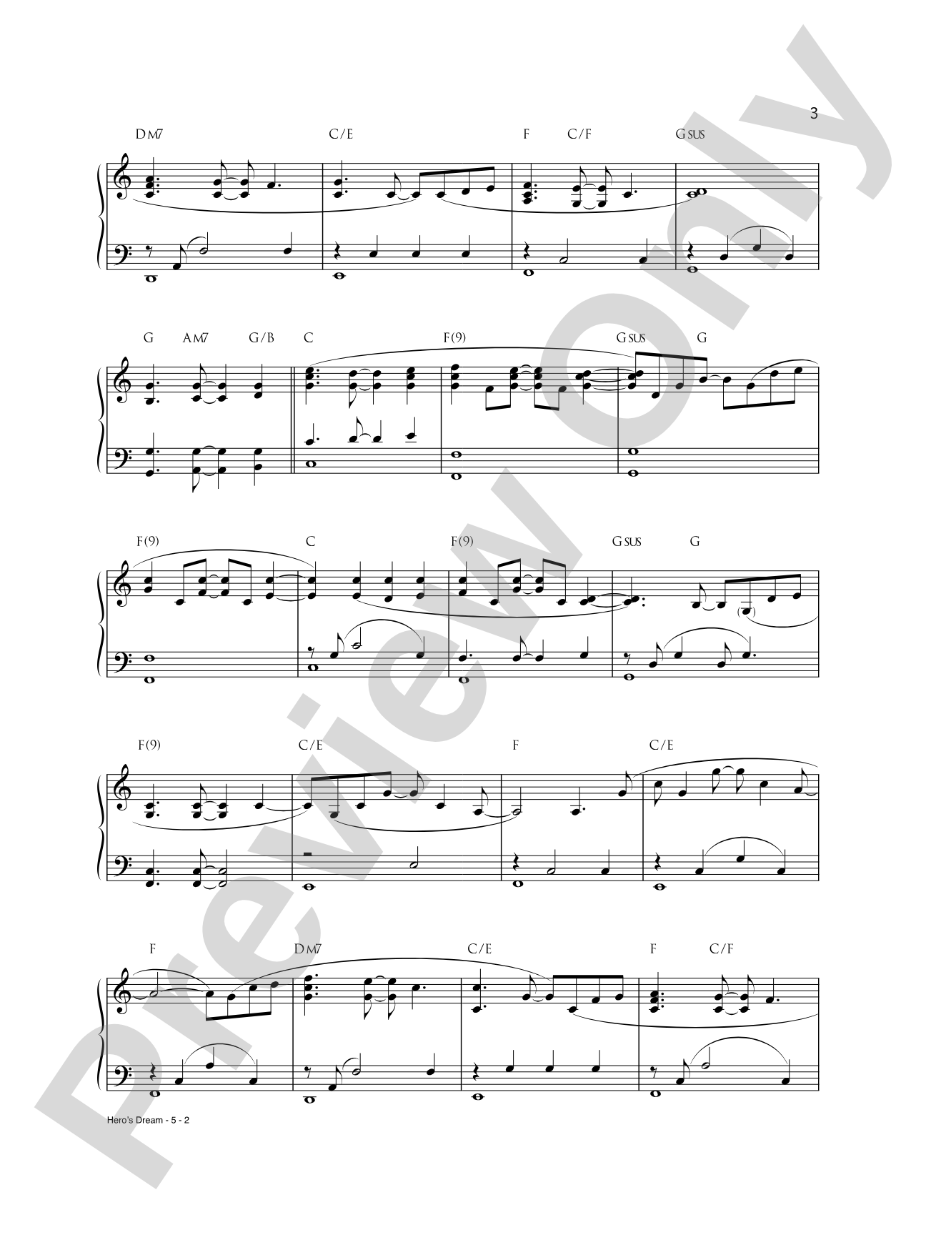 Hero's Dream: Piano/Vocal/Chords