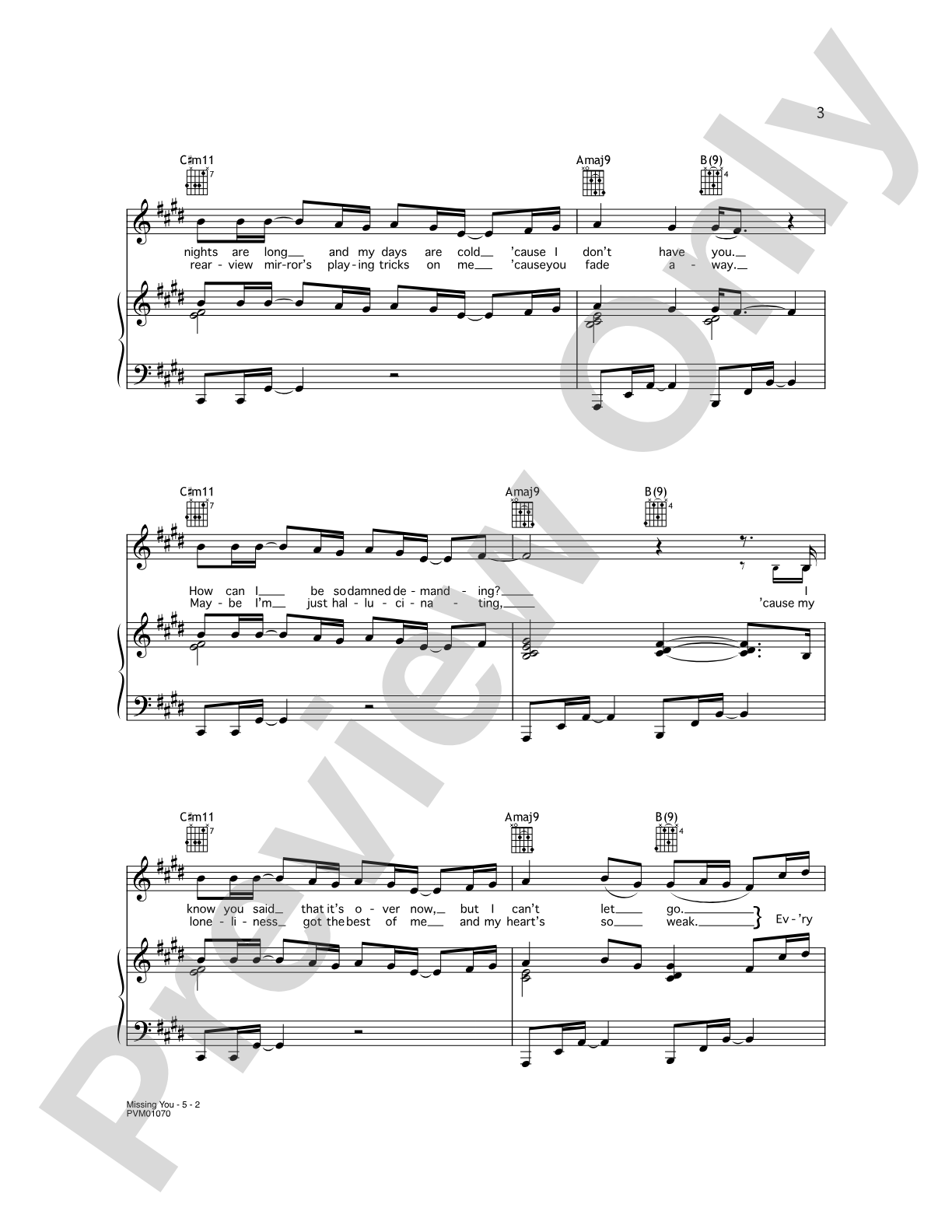 Missing You: Piano/Vocal/Chords
