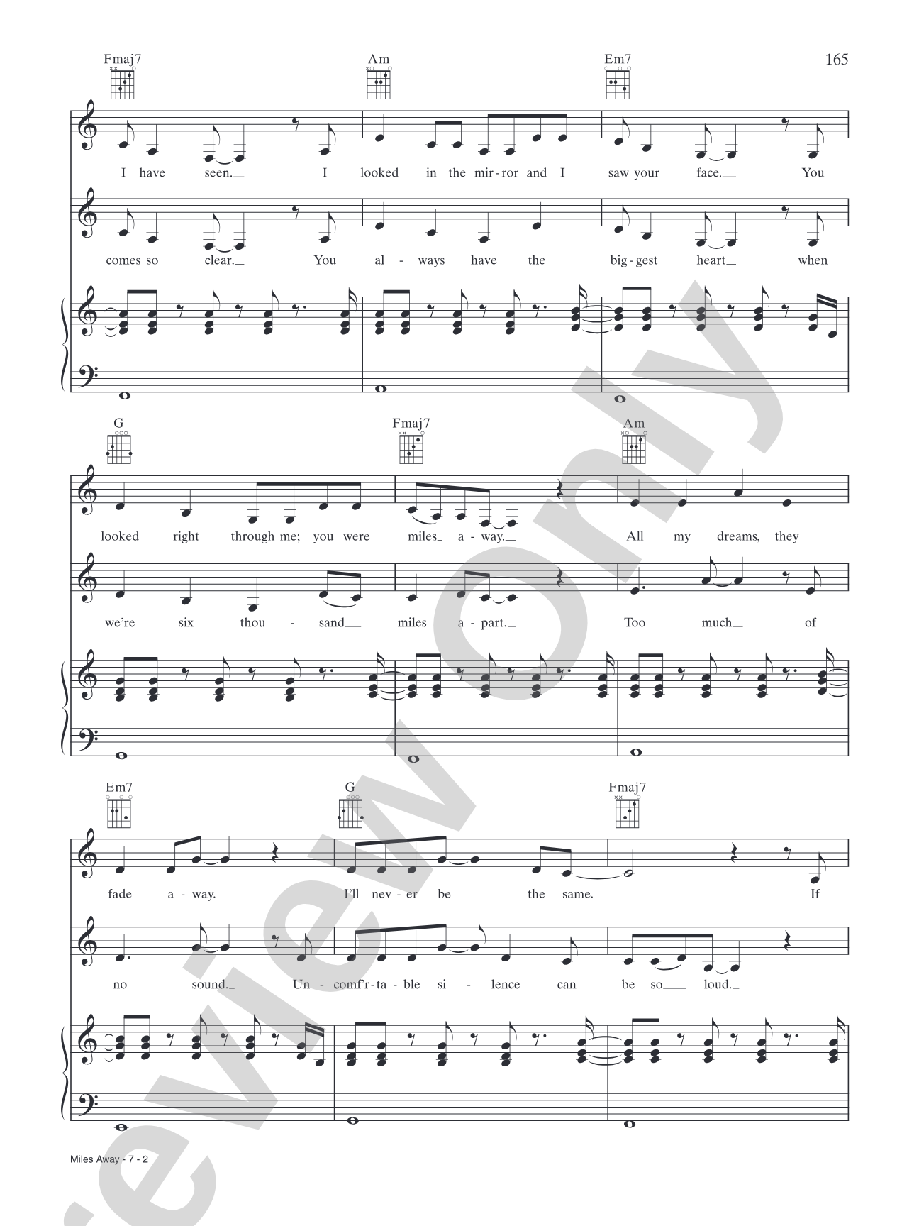 Miles Away: Piano/Vocal/Chords