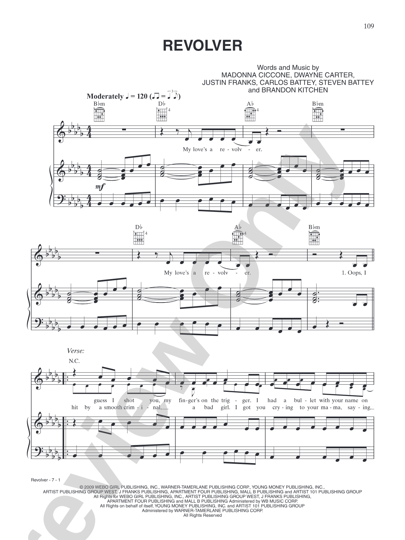Revolver: Piano/Vocal/Chords