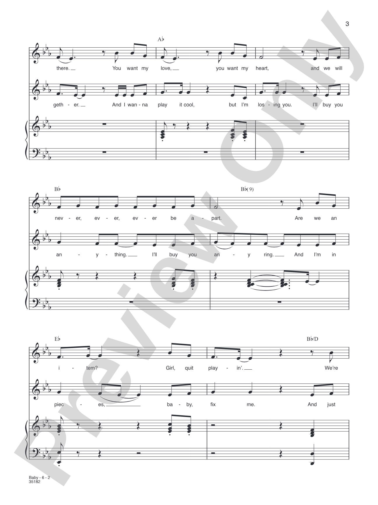Baby: Piano/Vocal/Chords