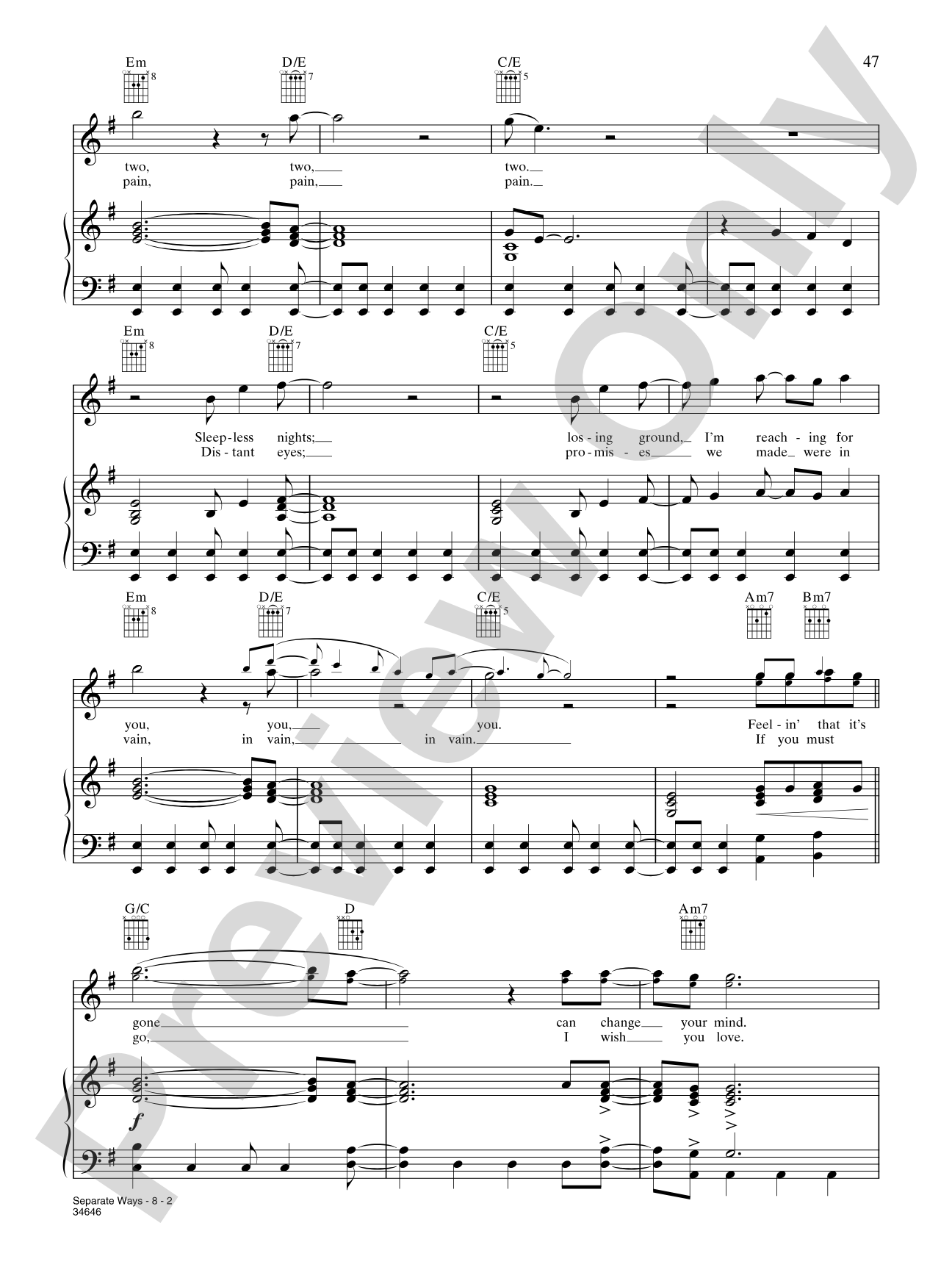 Separate Ways: Piano/Vocal/Chords