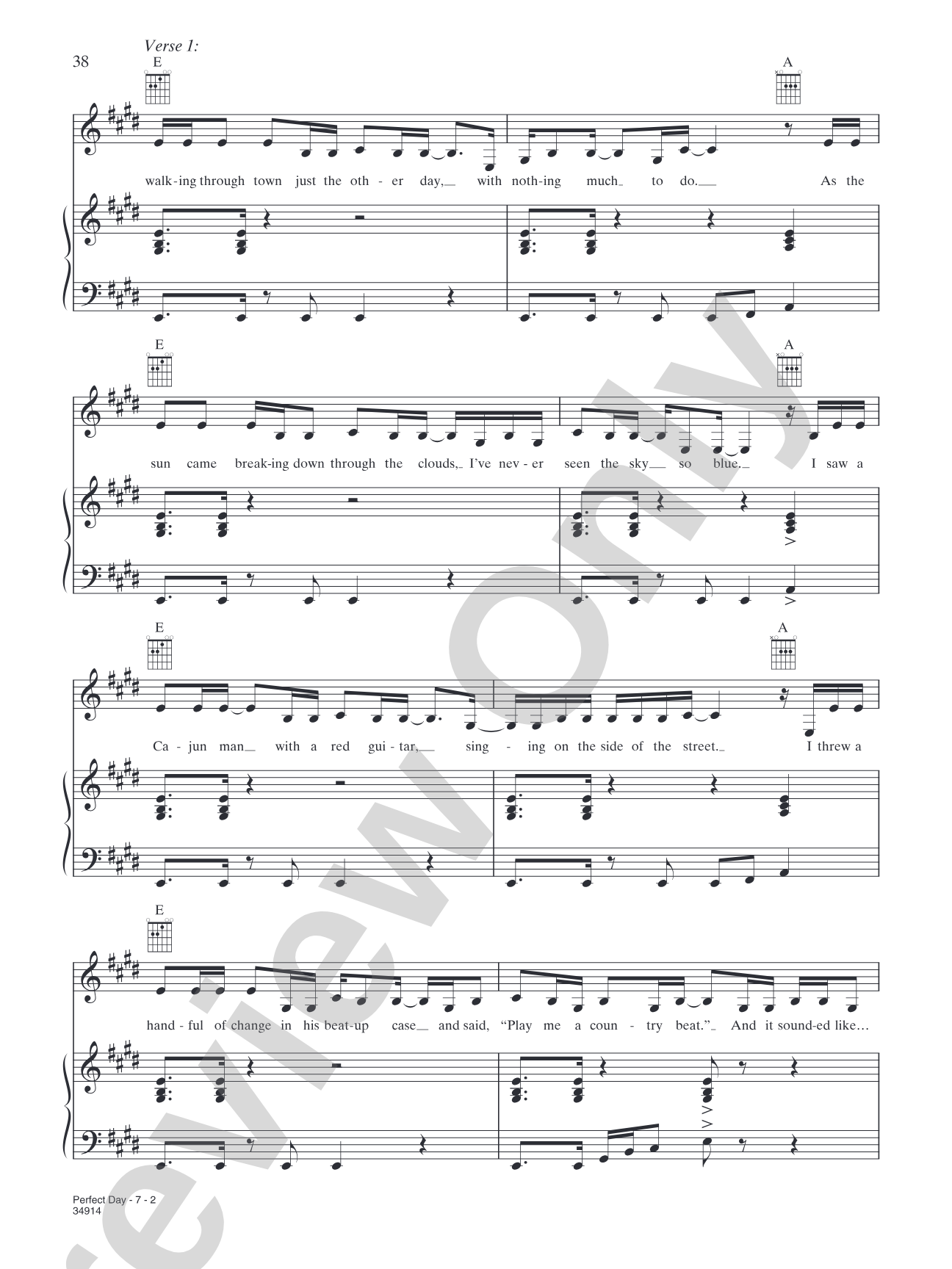 Perfect Day: Piano/Vocal/Chords
