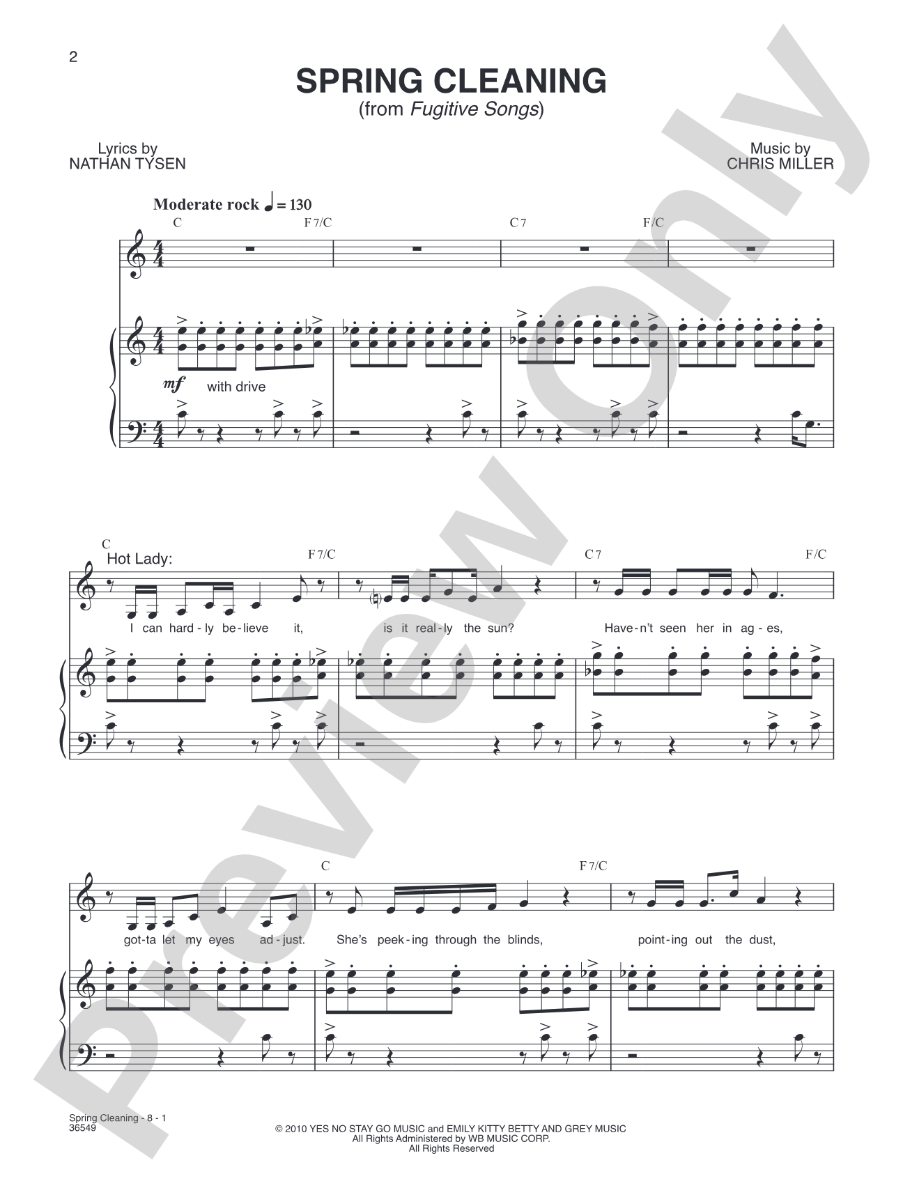 Spring Cleaning (from "Fugitive Songs"): Piano/Vocal/Chords