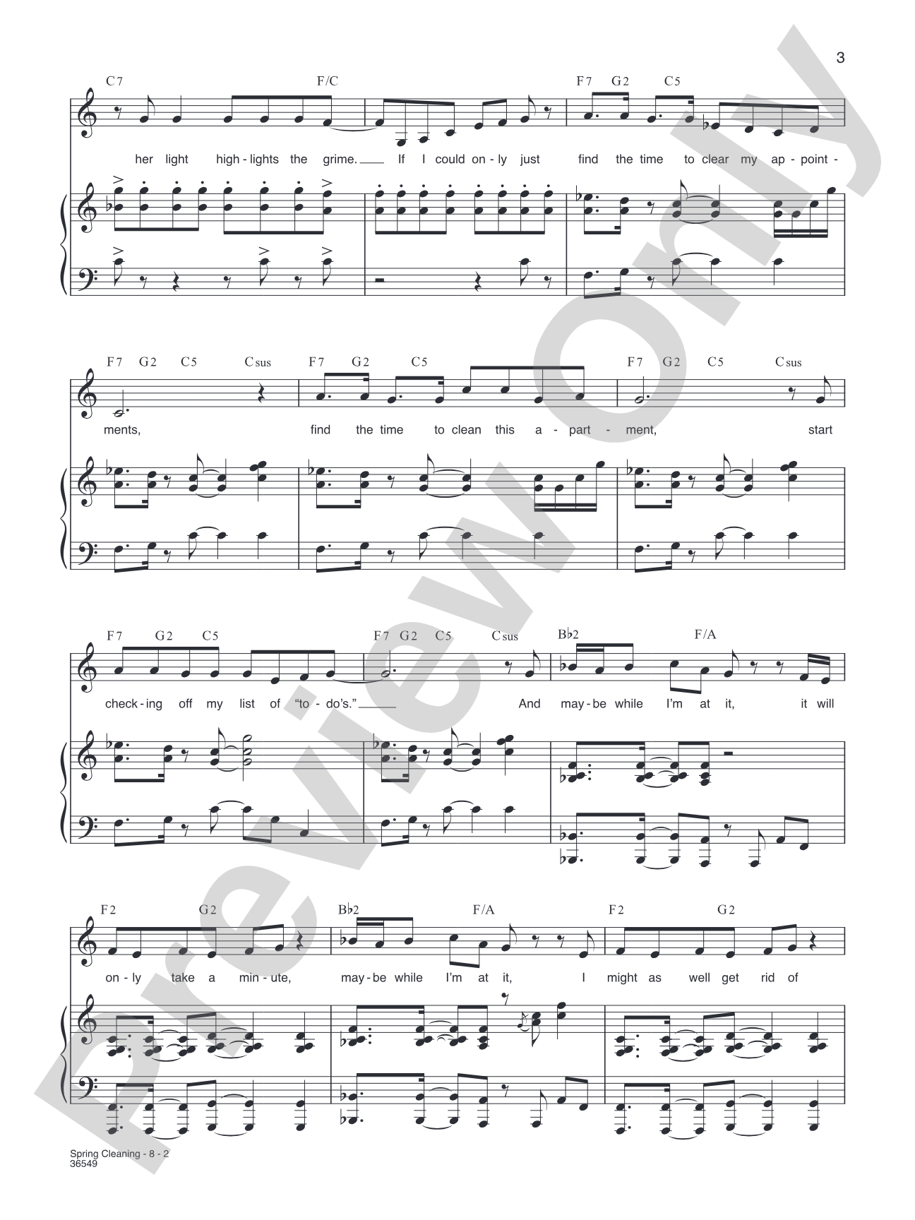 Spring Cleaning (from "Fugitive Songs"): Piano/Vocal/Chords