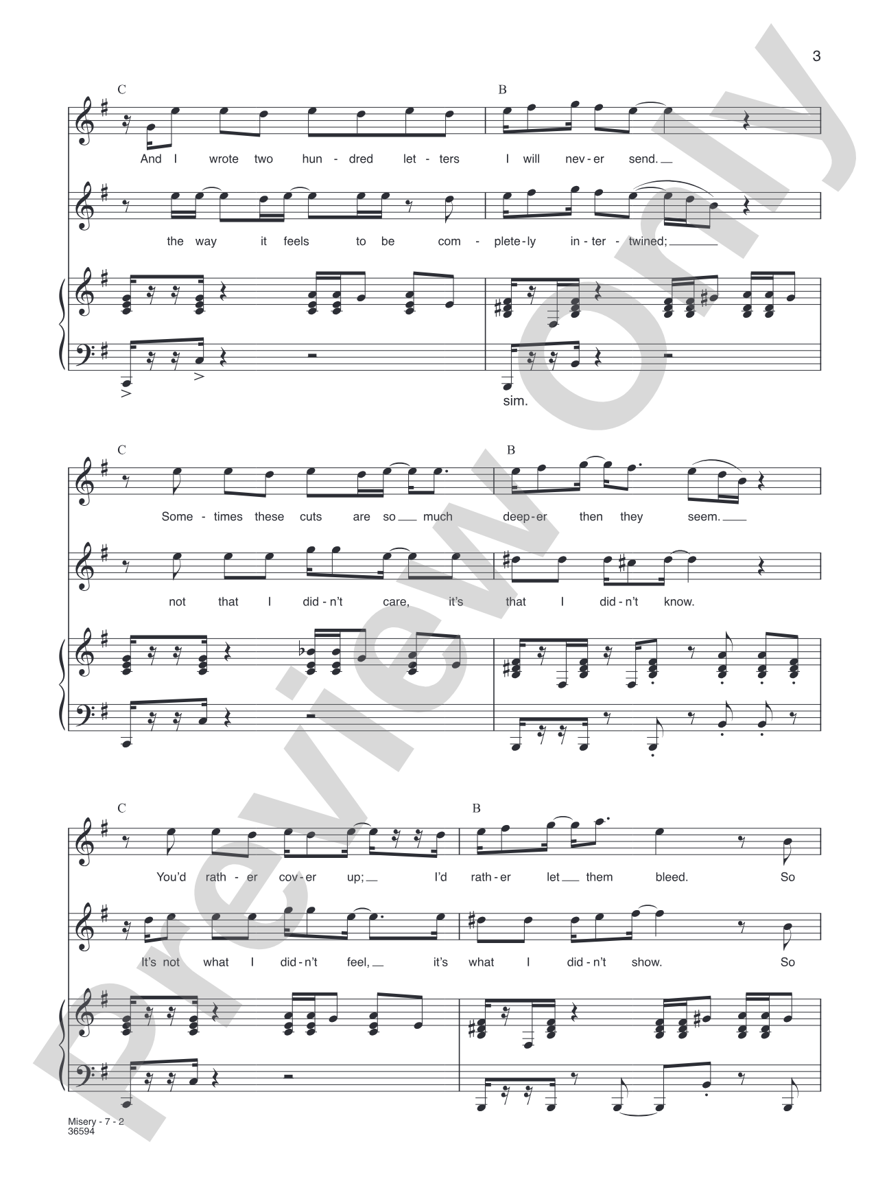 Misery: Piano/Vocal/Chords