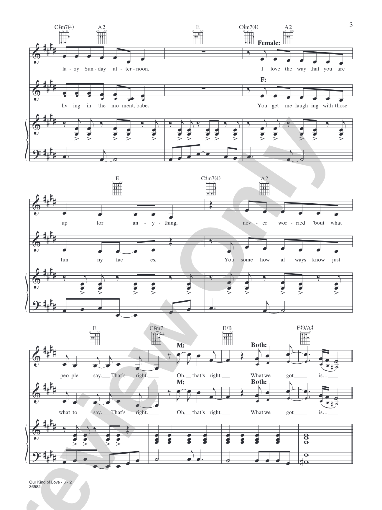 Our Kind of Love: Piano/Vocal/Chords