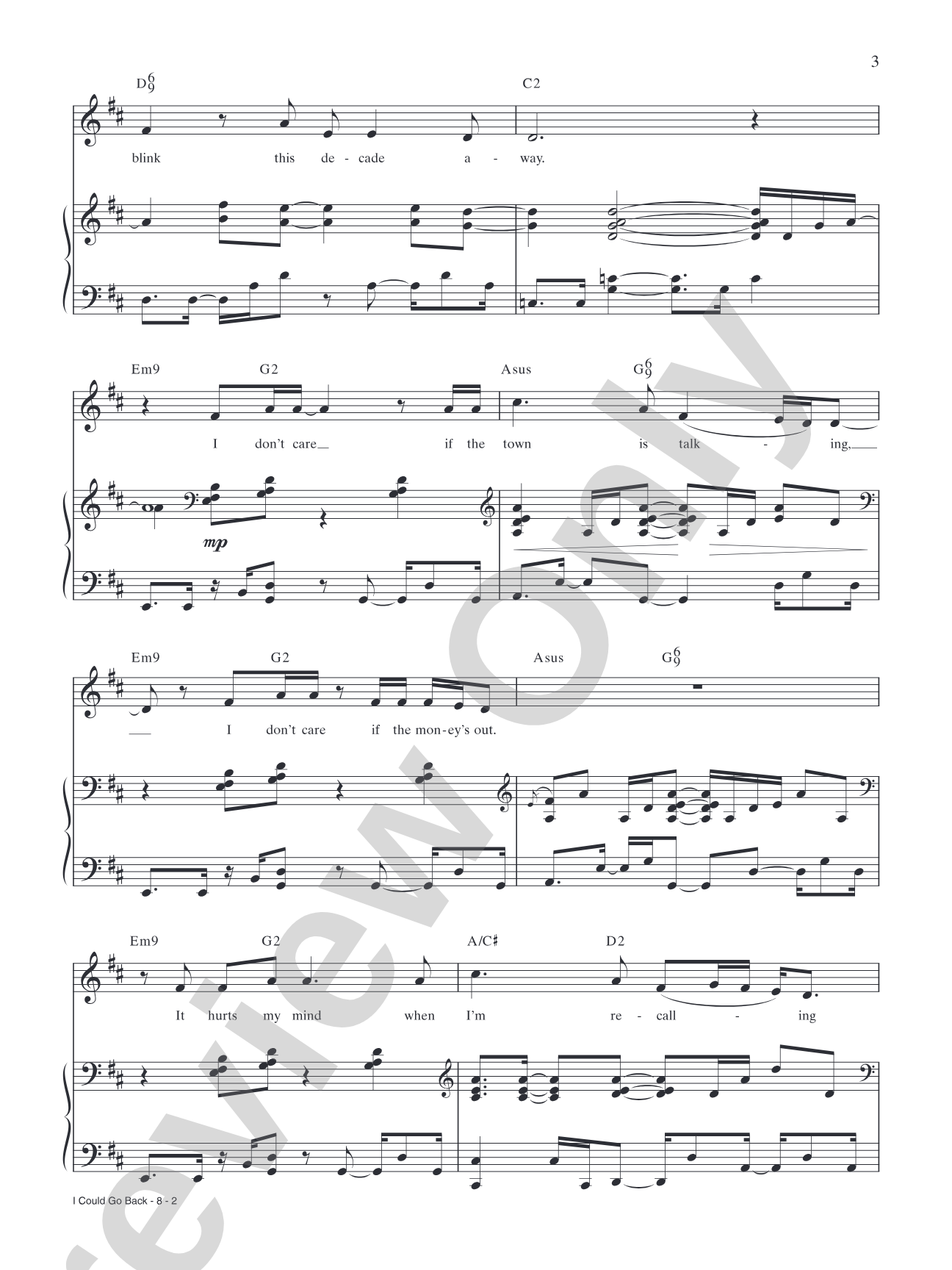 I Could Go Back: Piano/Vocal/Chords