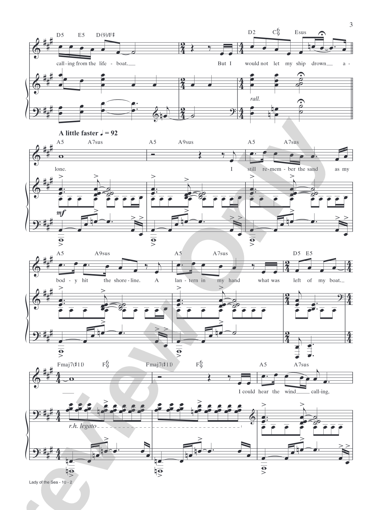 Lady of the Sea: Piano/Vocal/Chords