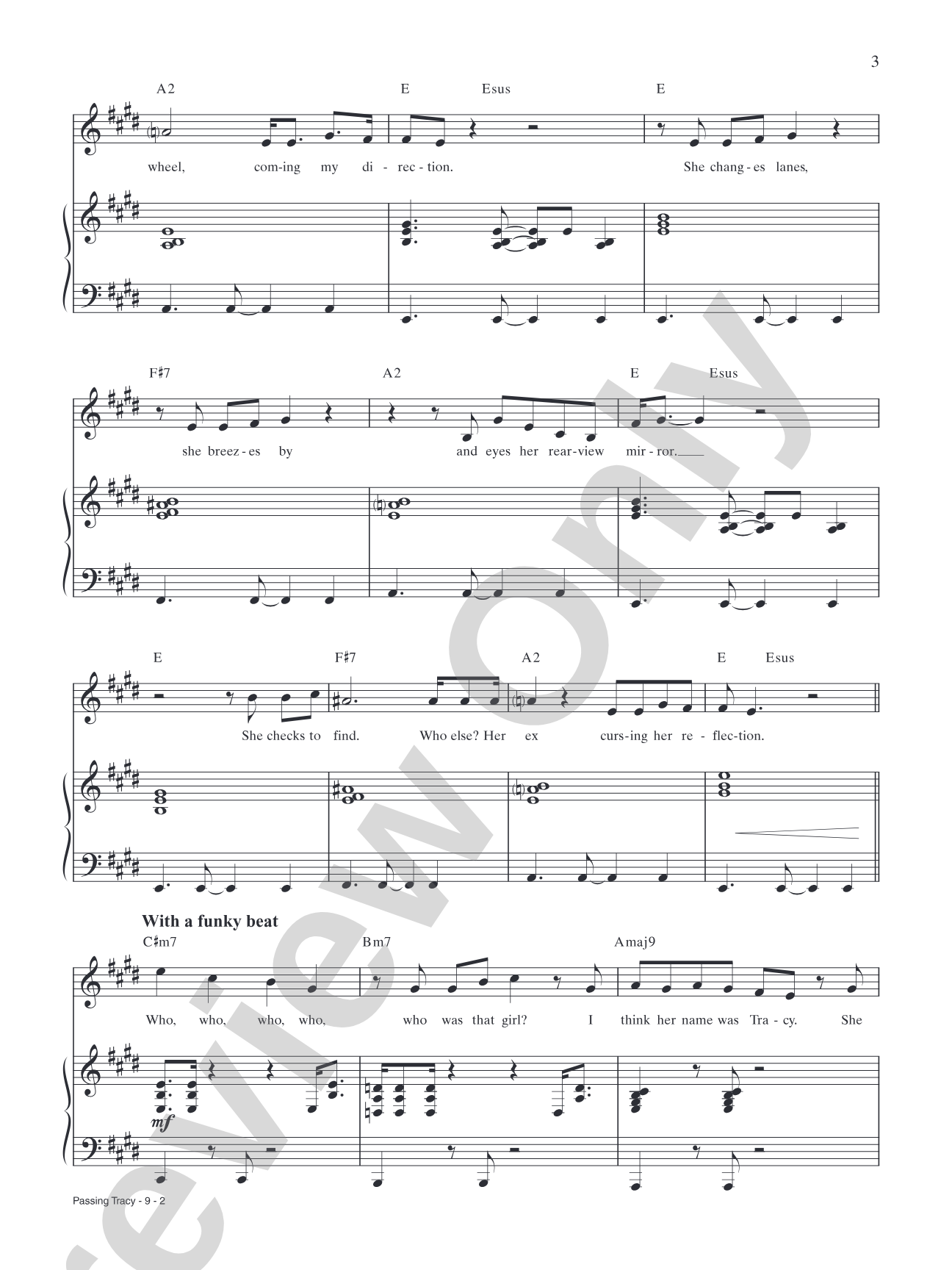 Passing Tracy: Piano/Vocal/Chords