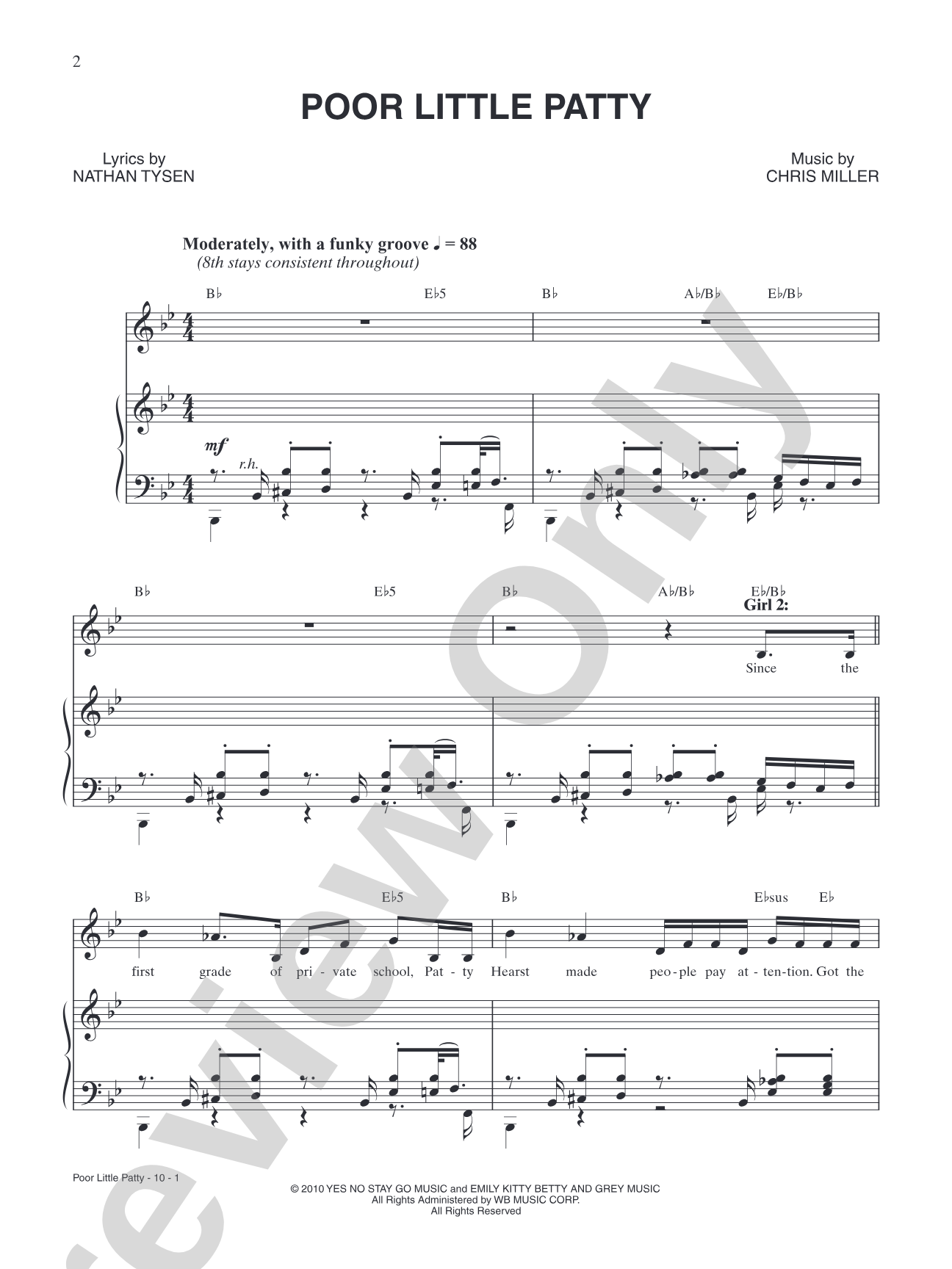 Poor Little Patty: Piano/Vocal/Chords