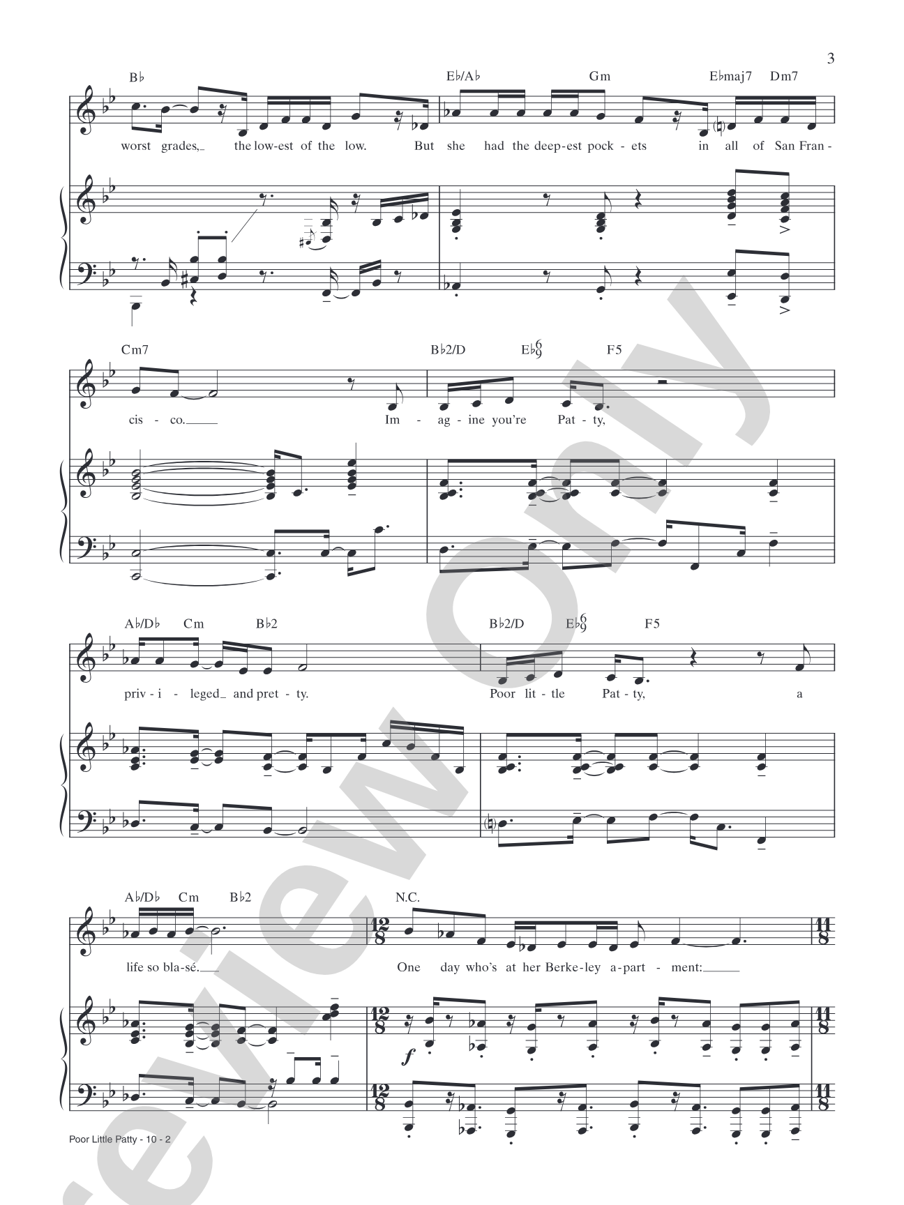 Poor Little Patty: Piano/Vocal/Chords