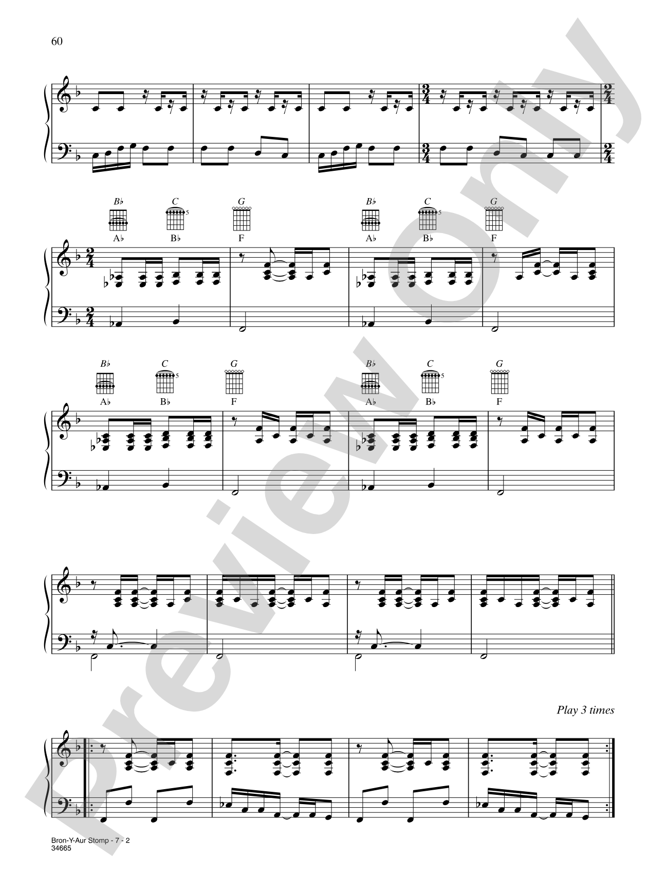 Bron-Y-Aur Stomp: Piano/Vocal/Chords