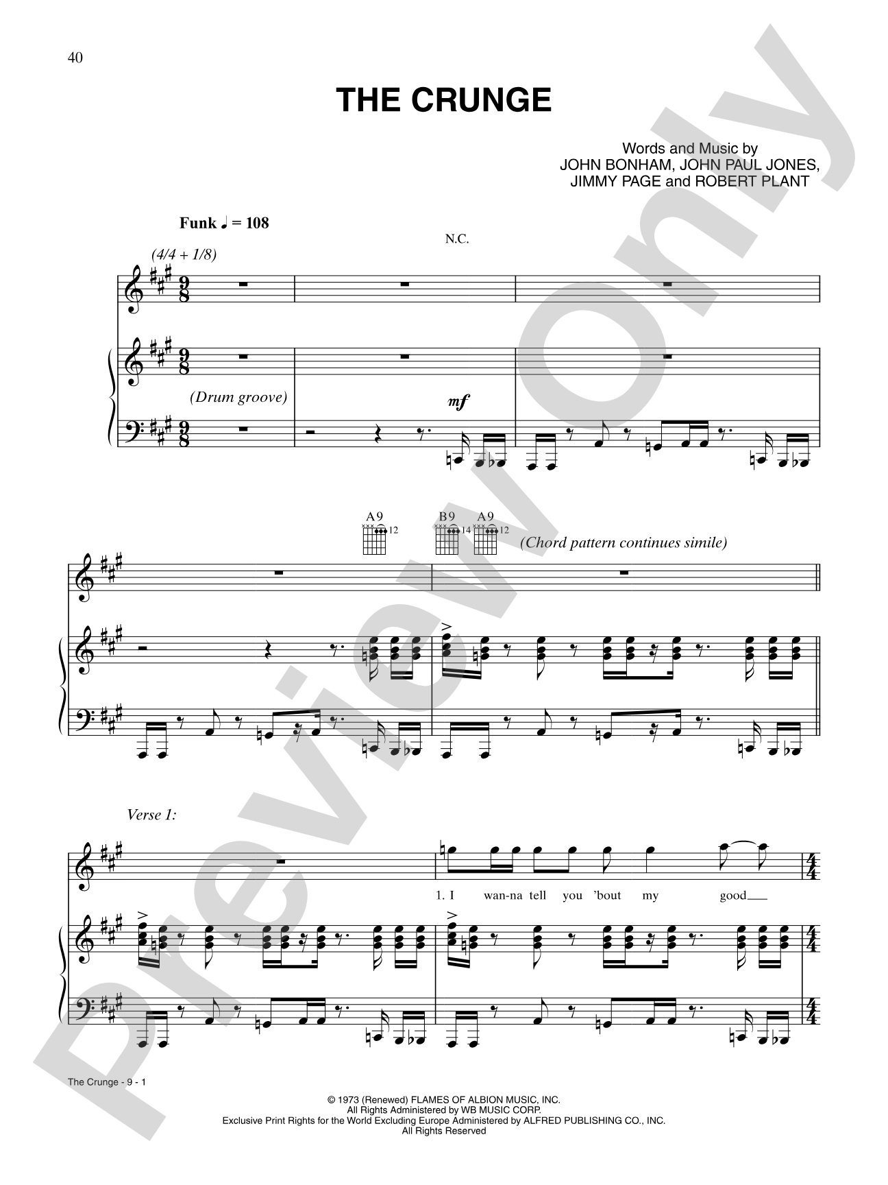 The Crunge: Piano/Vocal/Chords