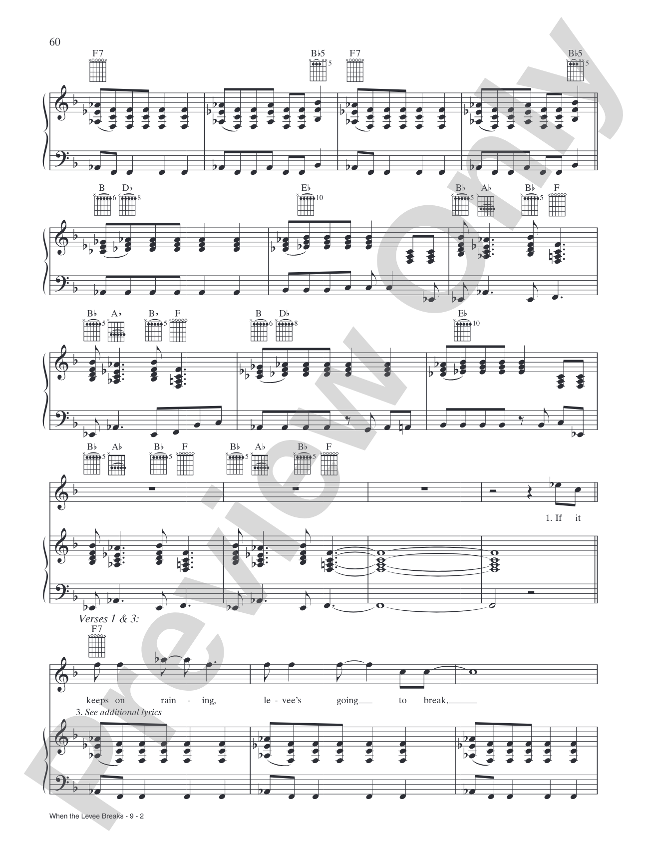 When the Levee Breaks: Piano/Vocal/Chords