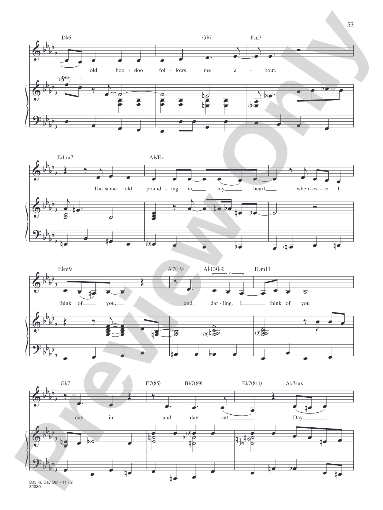 Day In Day Out: Piano/Vocal/Chords