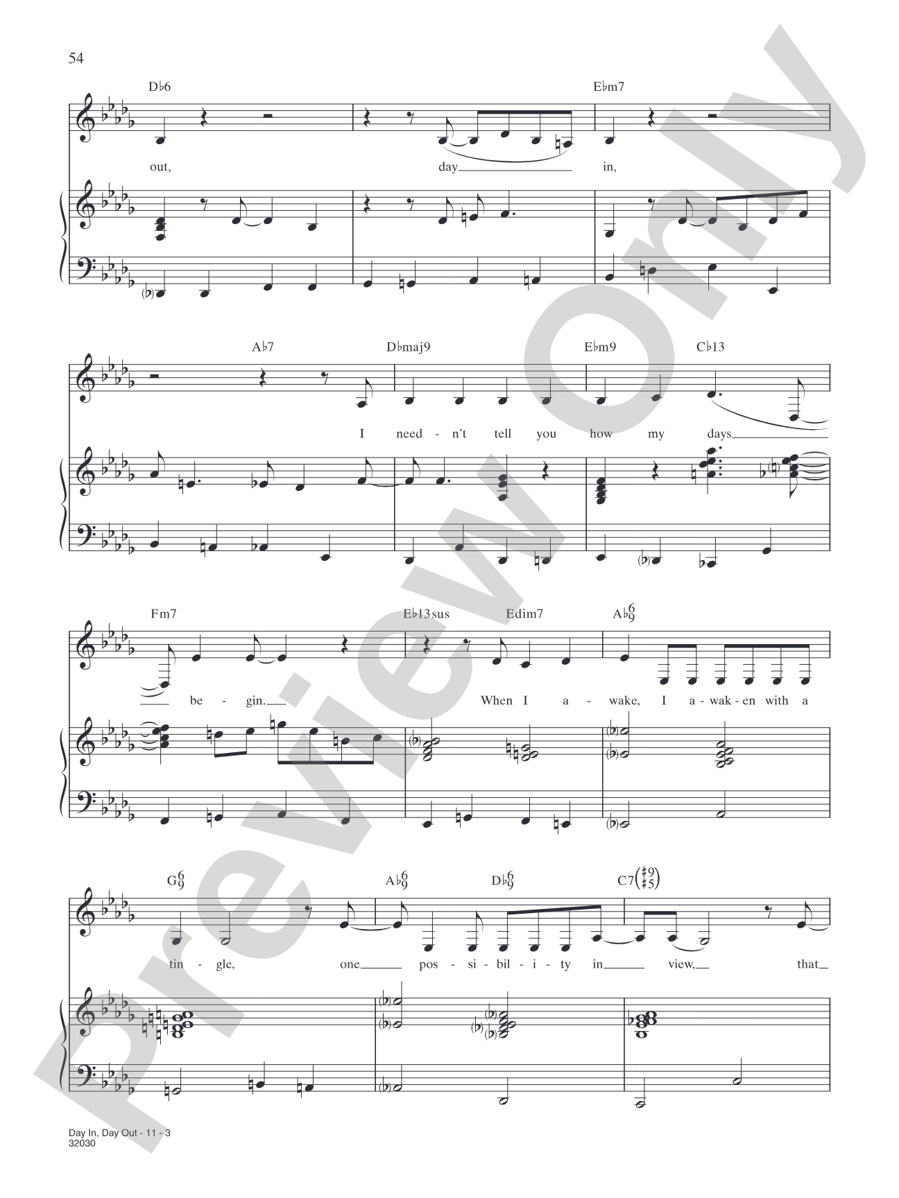 Day In Day Out: Piano/Vocal/Chords