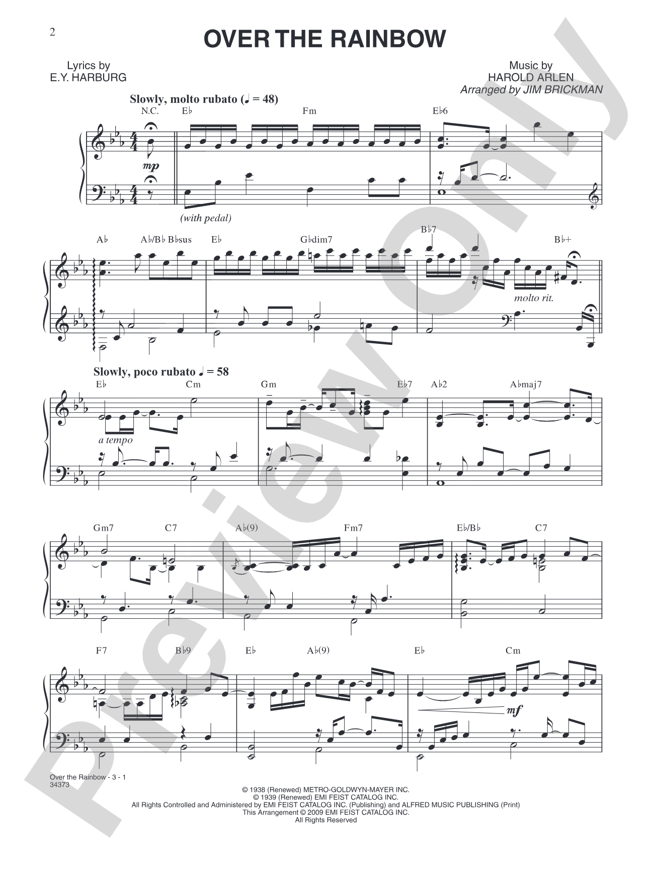 Over the Rainbow: Piano